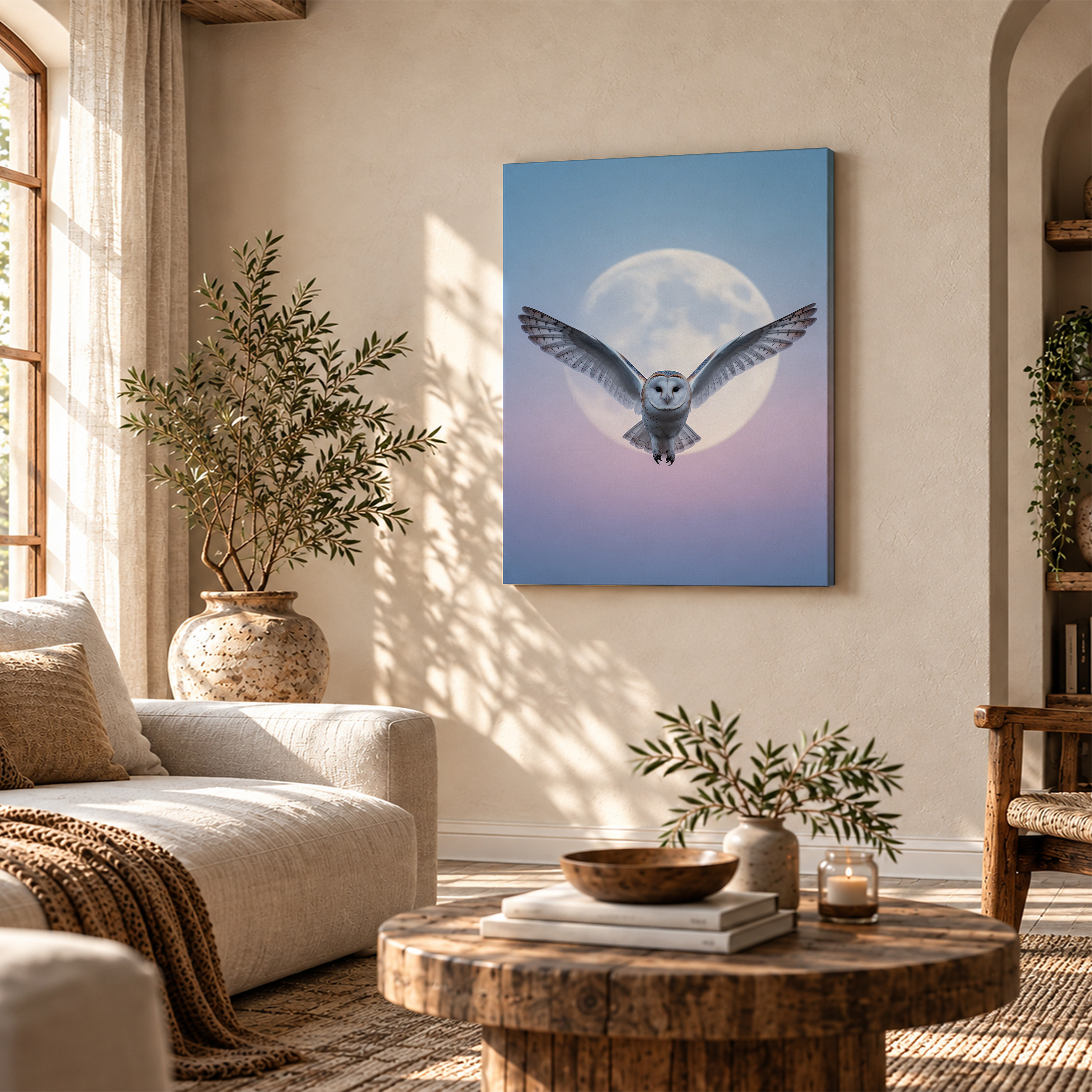 Barn Owl Moonrise Framed Canvas Wall Art | Ready to Hang - Image 4
