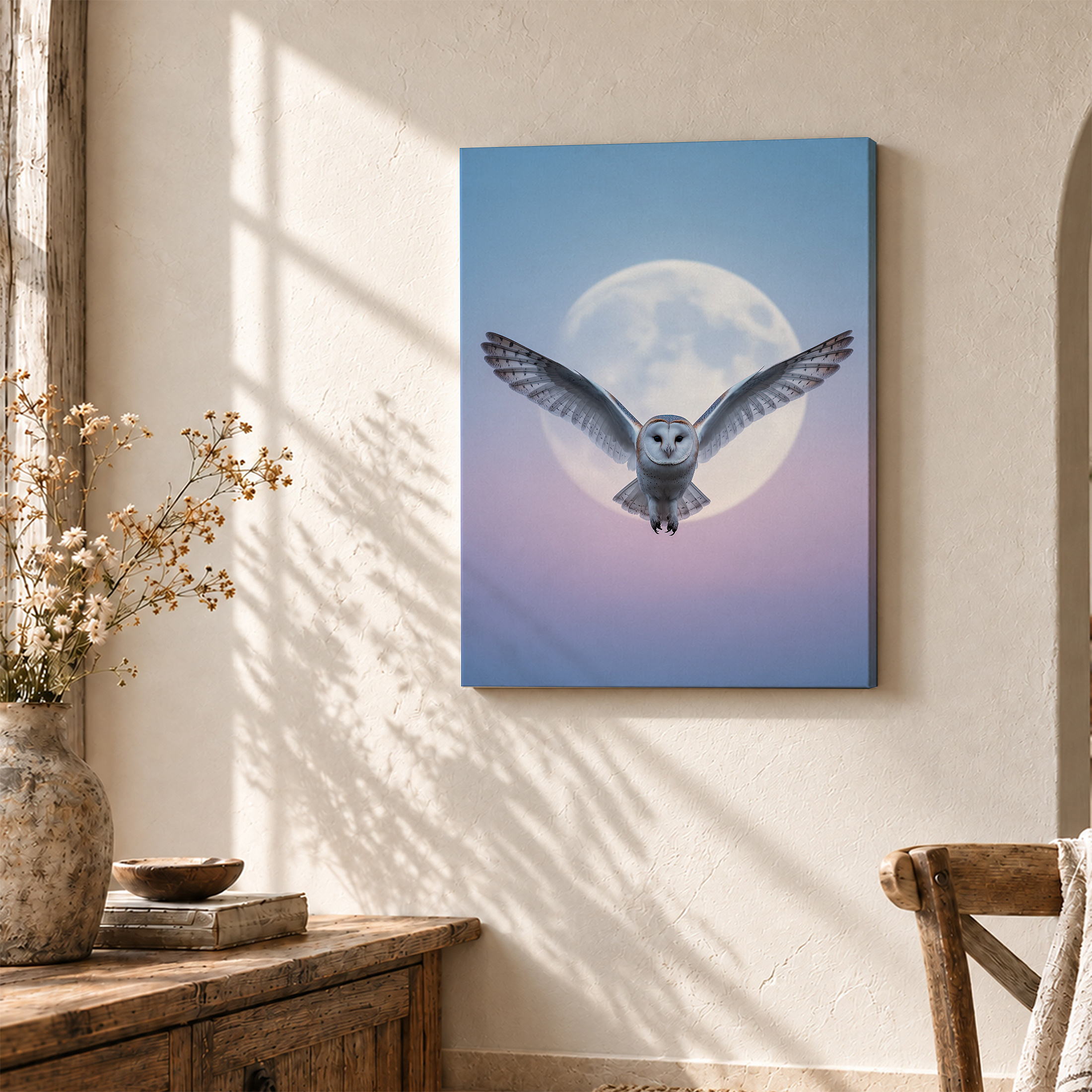 Barn Owl Moonrise Framed Canvas Wall Art | Ready to Hang - Image 3