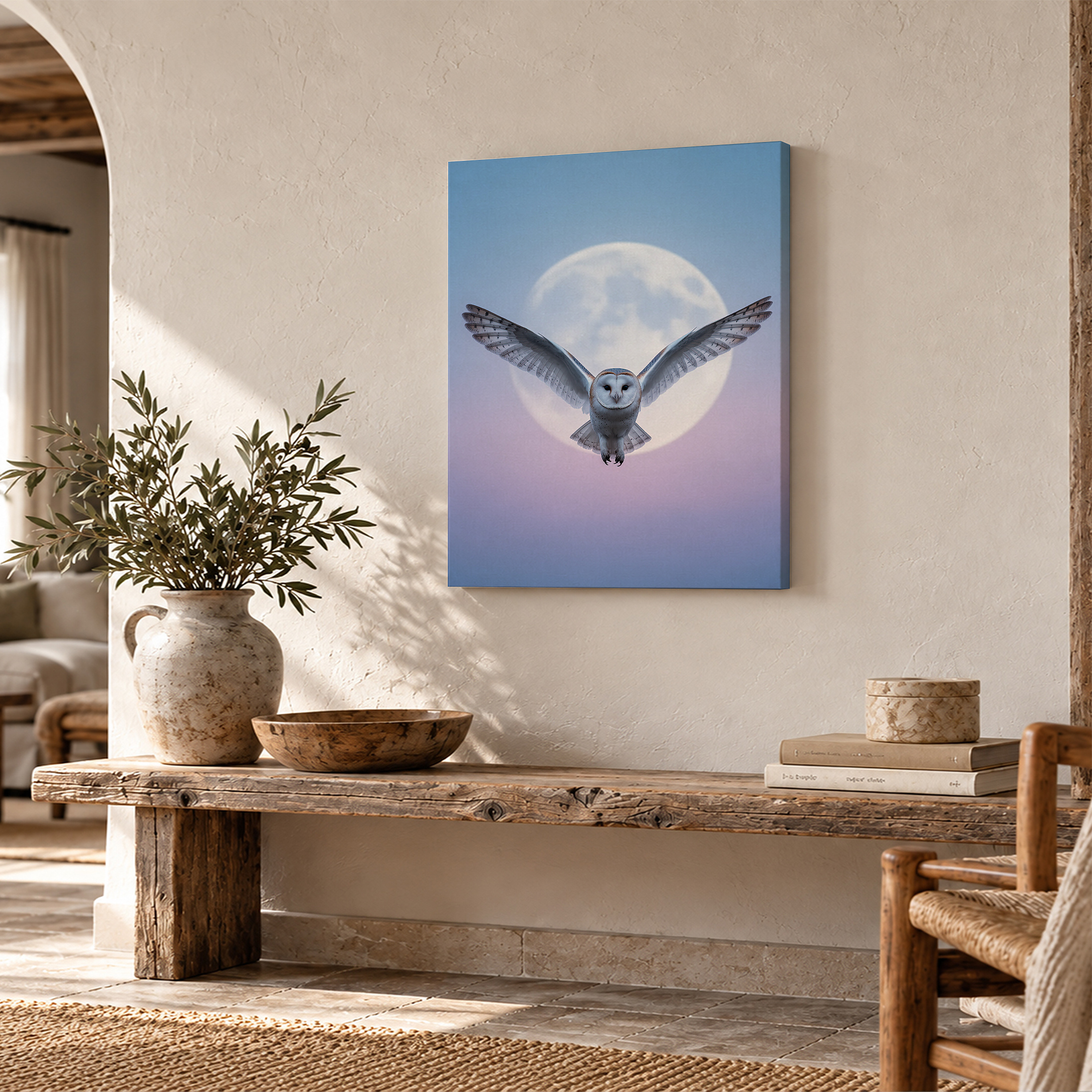 Barn Owl Moonrise Framed Canvas Wall Art | Ready to Hang - Image 2