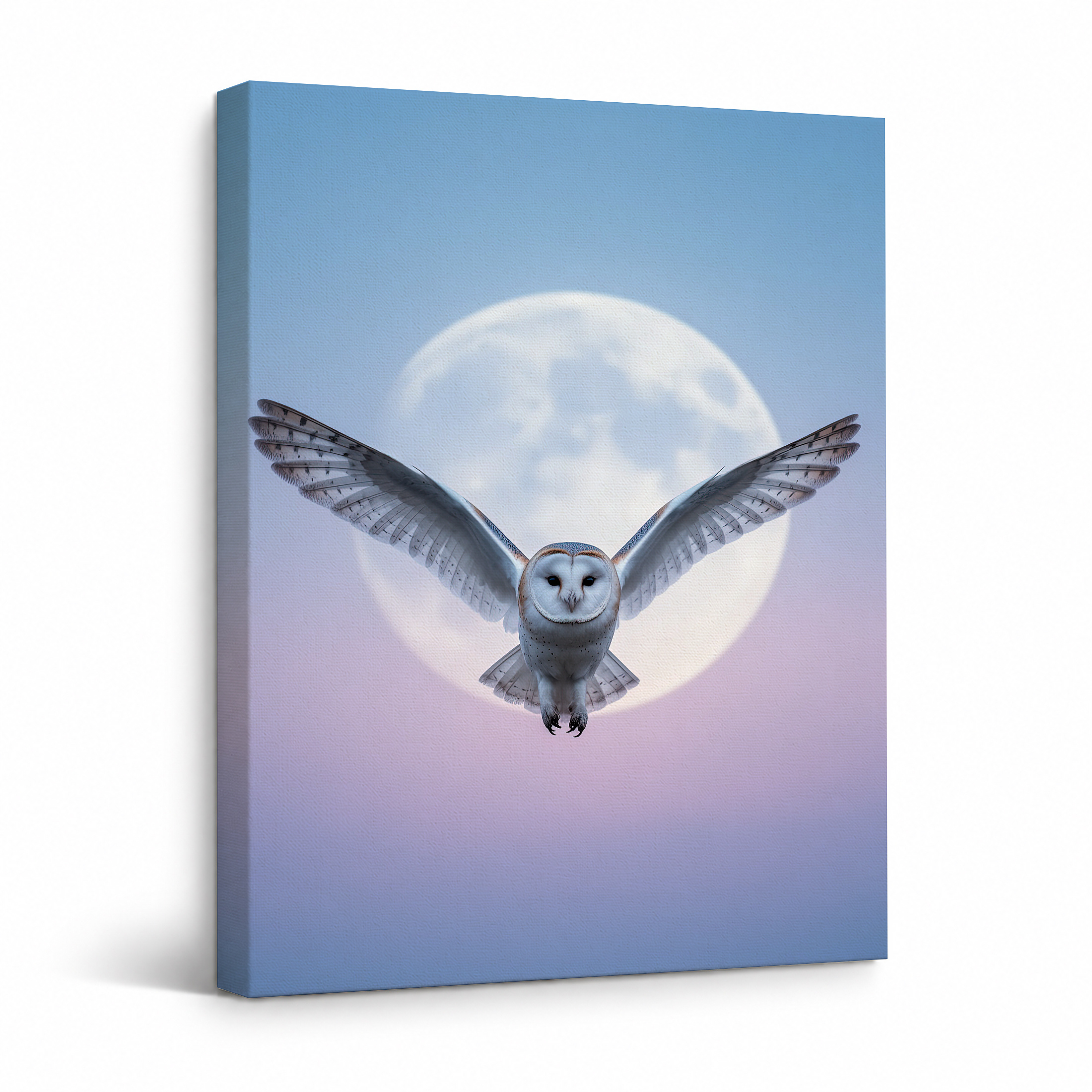 Barn Owl Moonrise Framed Canvas Wall Art | Ready to Hang