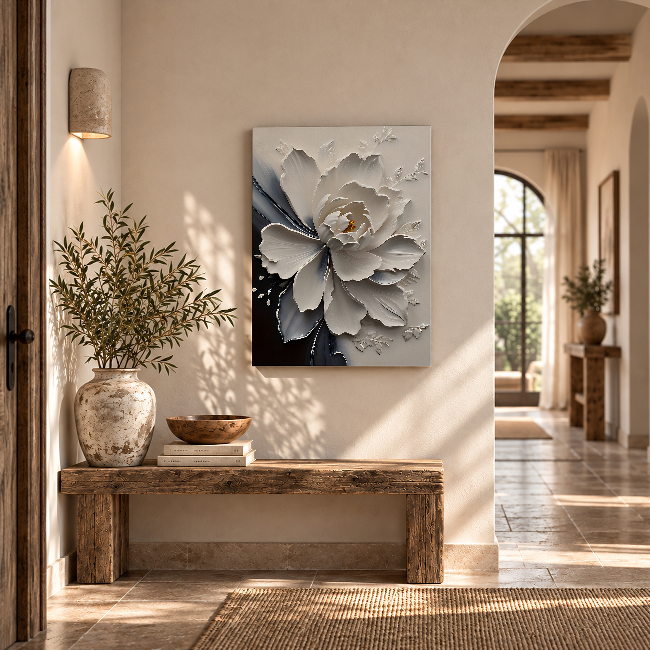 3D White Peony Floral Framed Canvas Wall Art - Image 6