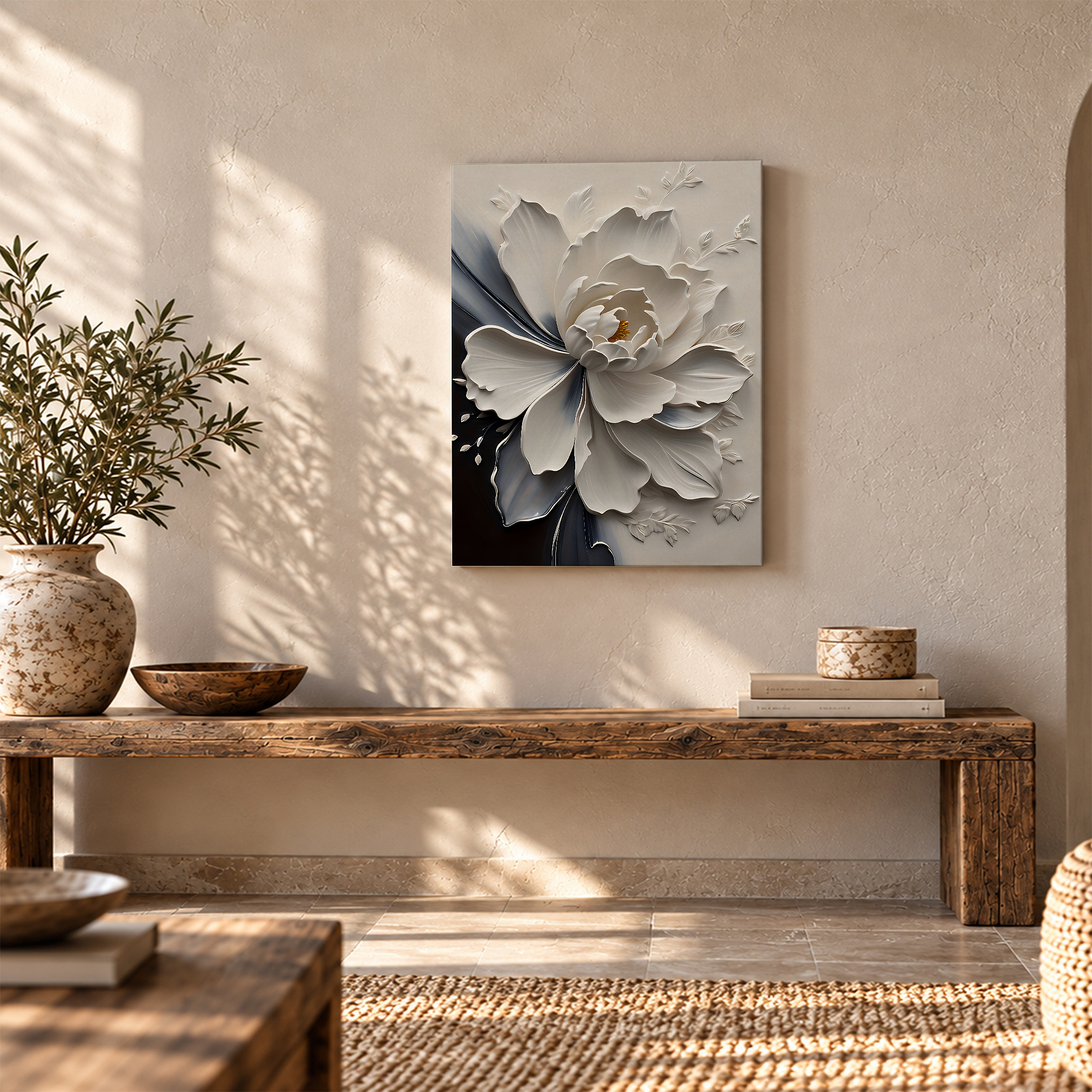 3D White Peony Floral Framed Canvas Wall Art - Image 5