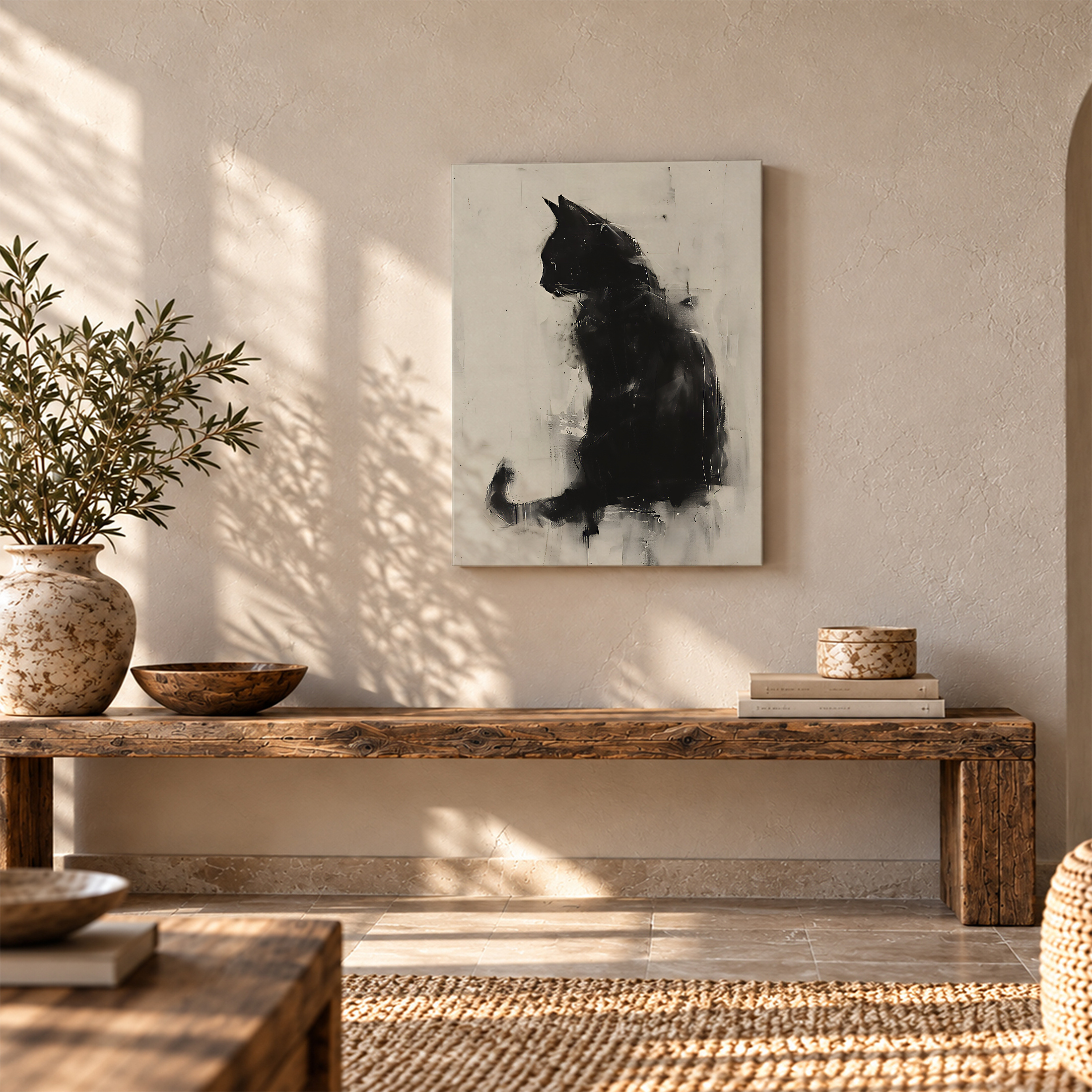 Black Cat Abstract Framed Canvas Wall Art - Image 5