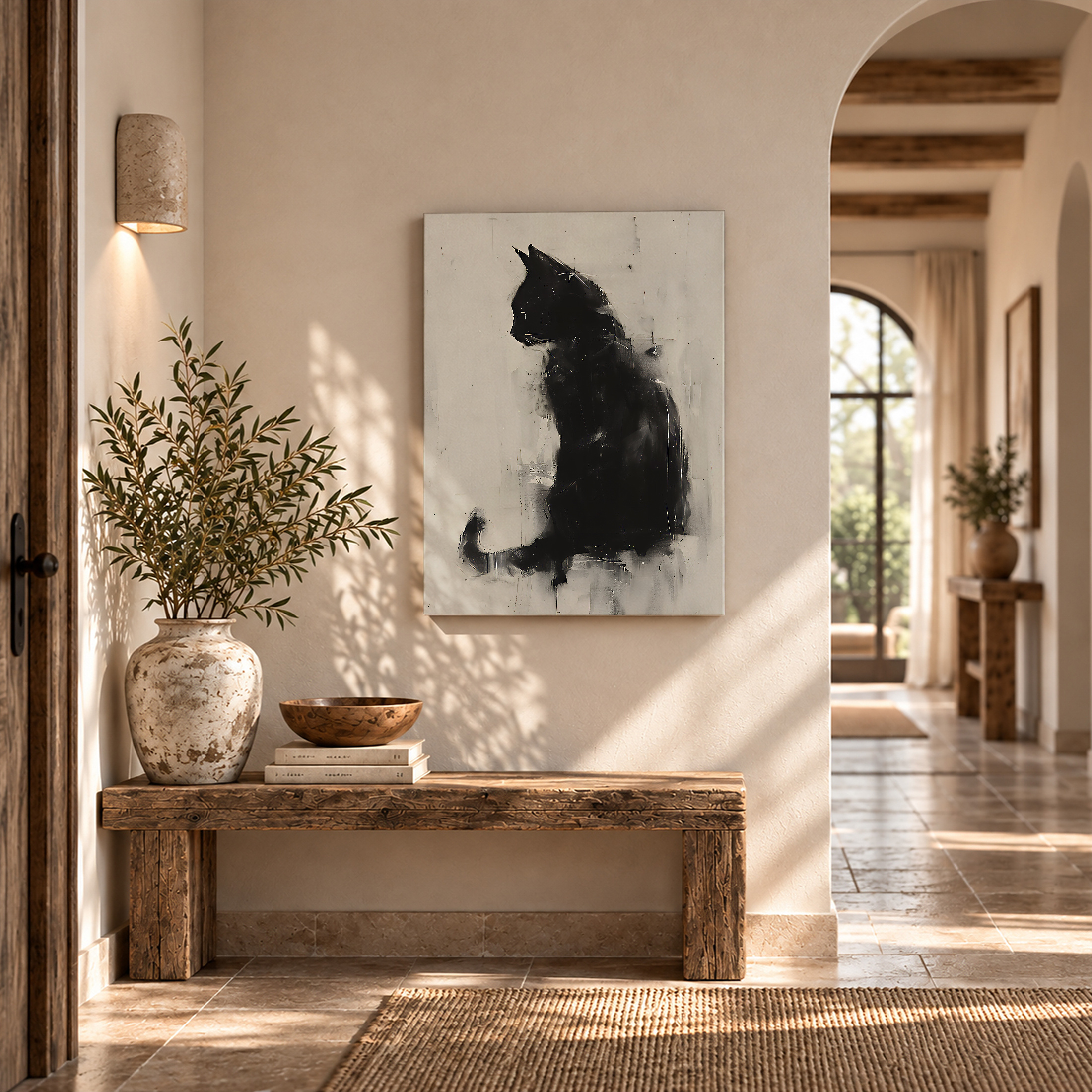 Black Cat Abstract Framed Canvas Wall Art - Image 6