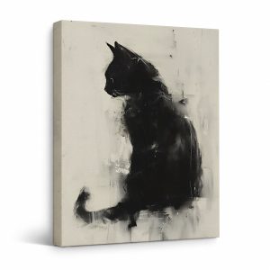 Black Cat Abstract Framed Canvas Wall Art