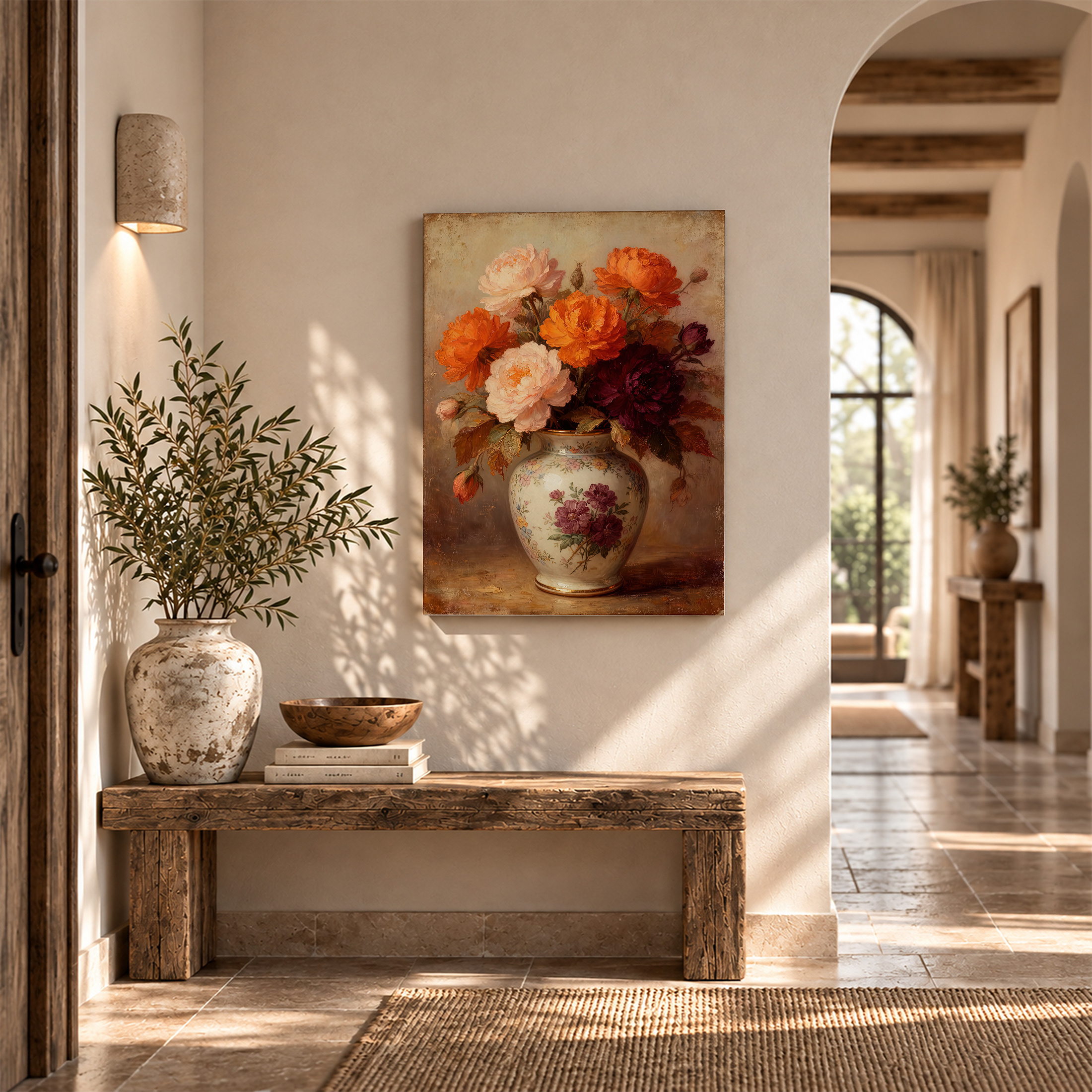 Vintage Floral Still Life Framed Canvas Wall Art - Ready to Hang - Image 6