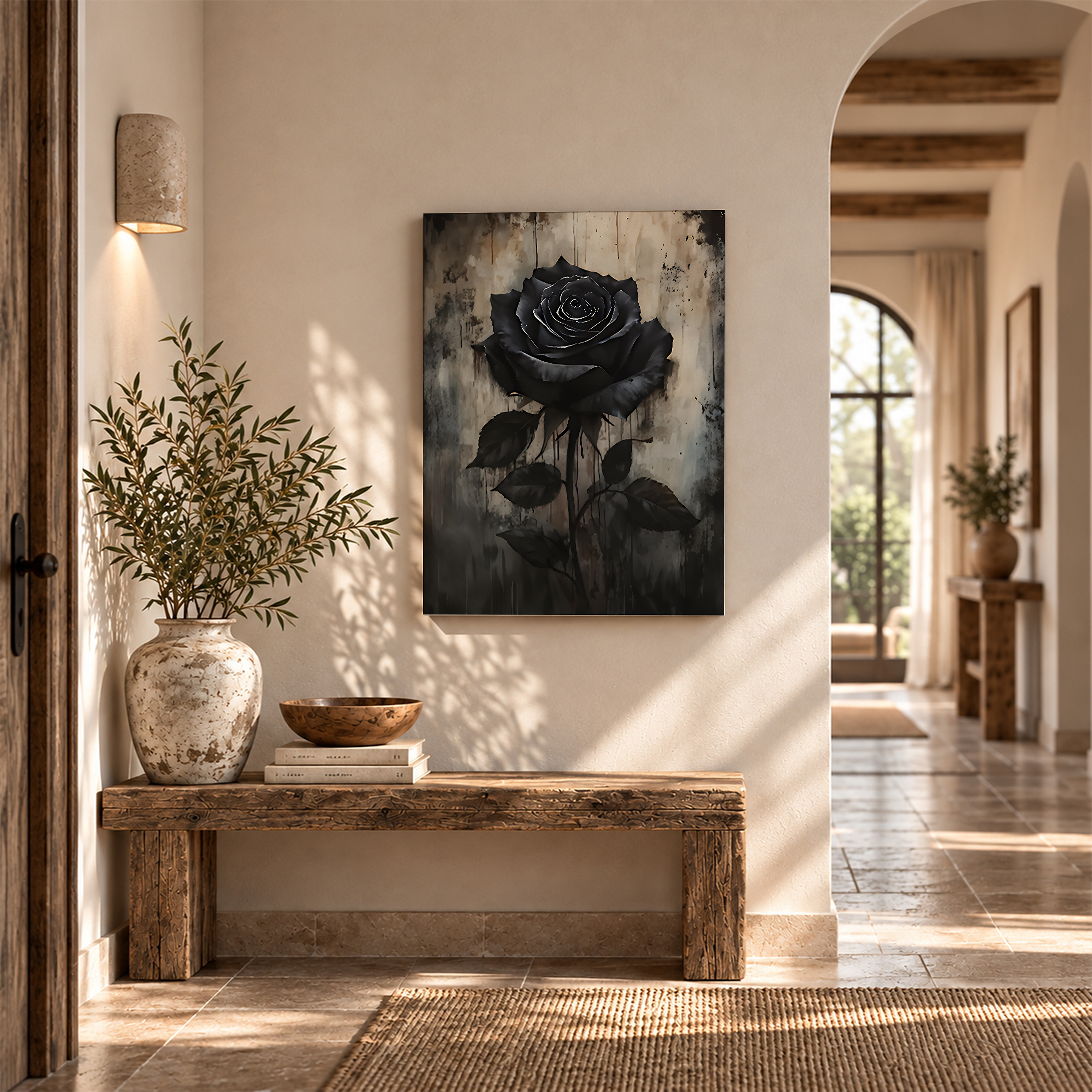 Black Rose Framed Canvas Wall Art - Moody Vintage Decor - Image 6