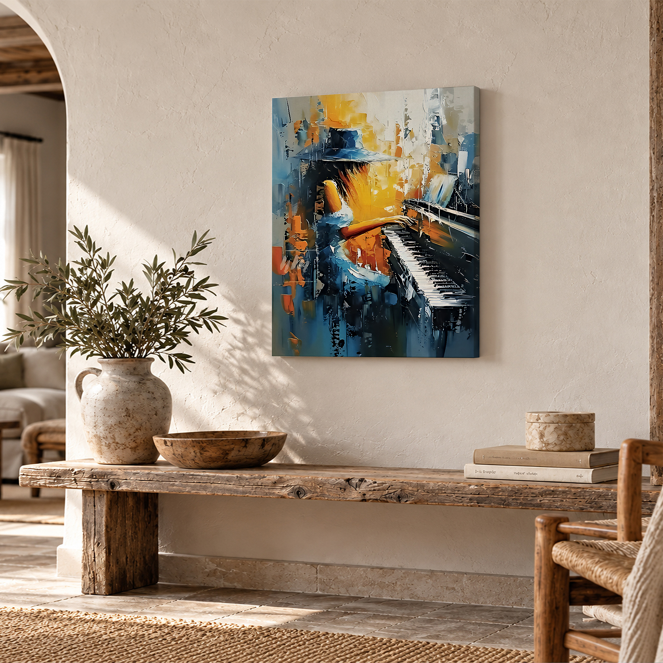 Piano Music Abstract Art Framed Canvas Wall Art Ready to Hang - Image 2