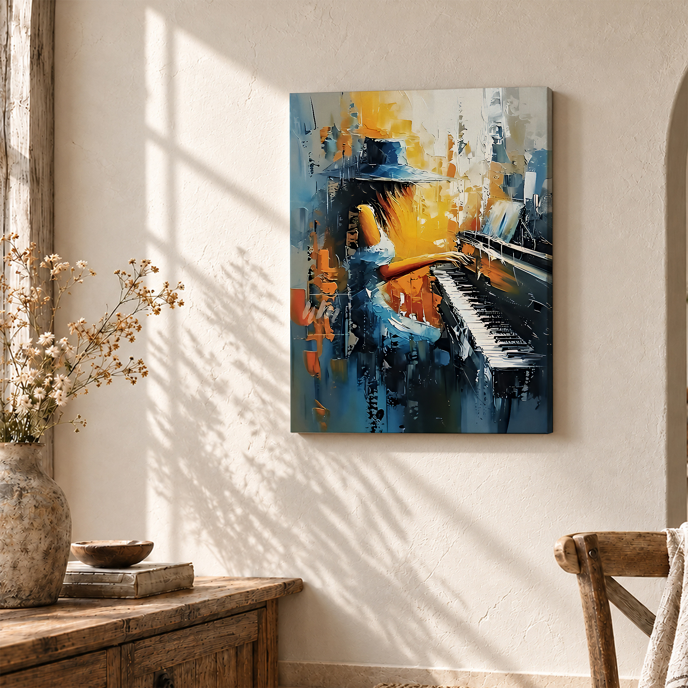 Piano Music Abstract Art Framed Canvas Wall Art Ready to Hang - Image 3