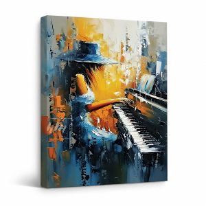 Piano Music Abstract Art Framed Canvas Wall Art Ready to Hang