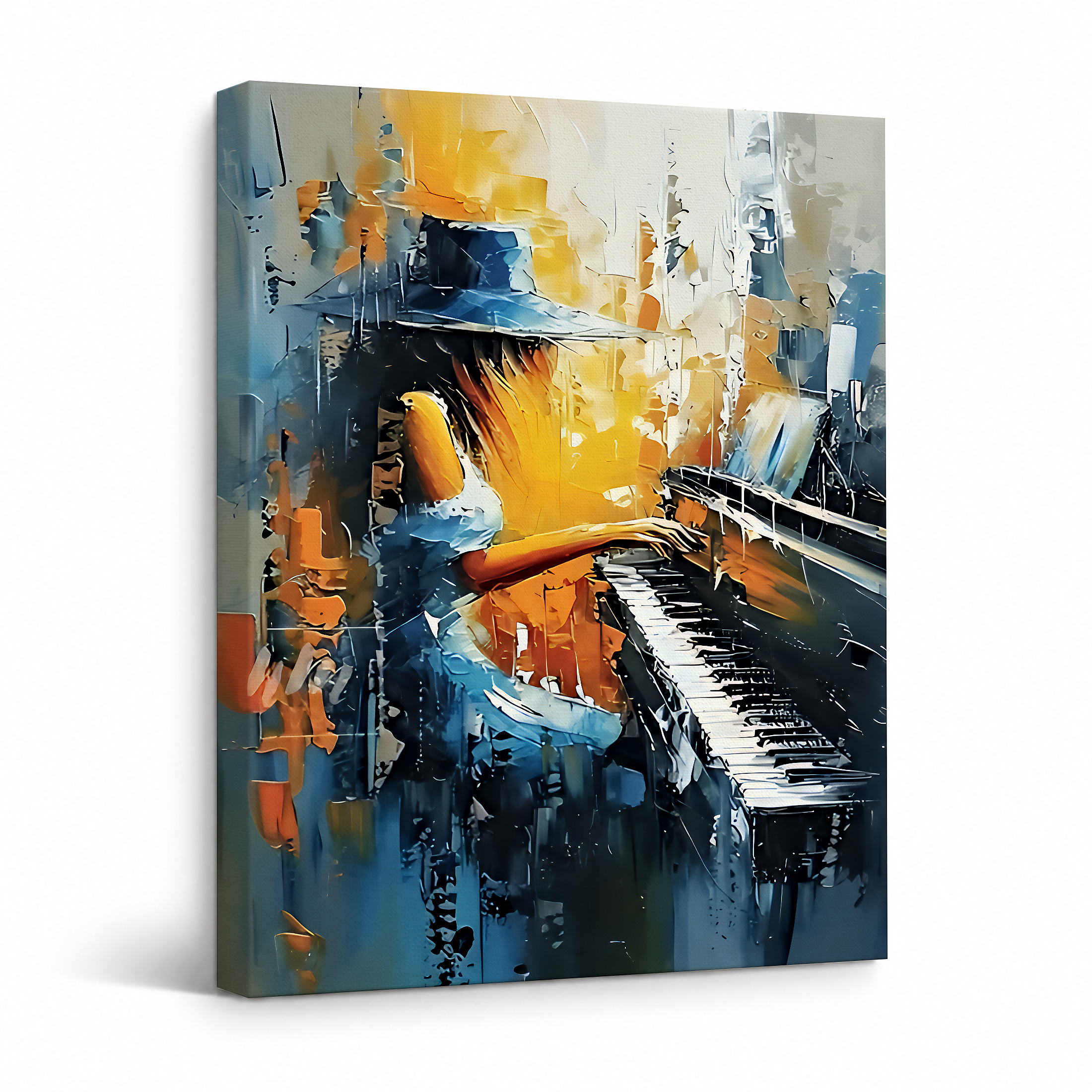 Piano Music Abstract Art Framed Canvas Wall Art Ready to Hang
