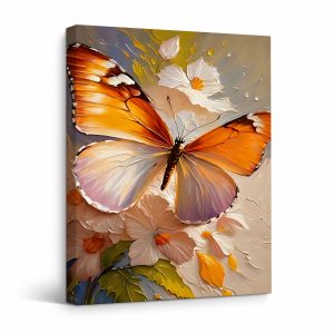 Butterfly & Floral Framed Canvas Wall Art | Ready to Hang