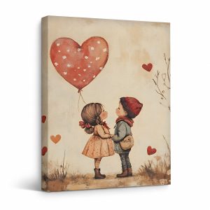 Heart Balloon Children Framed Canvas Wall Art - Whimsical Wall Decor