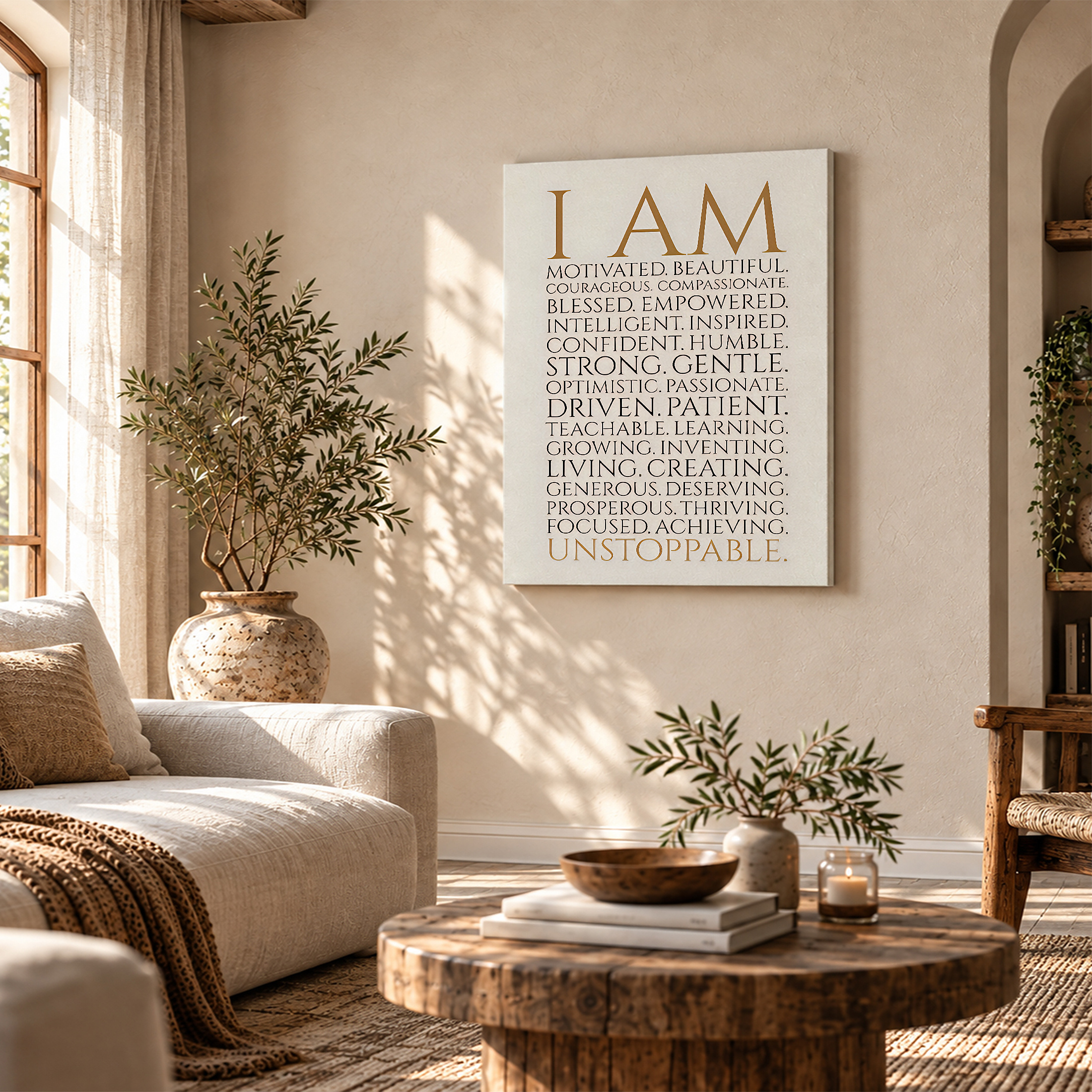 I AM Motivated Beautiful Framed Canvas Wall Art - Modern Positive Affirmation Art - Image 4