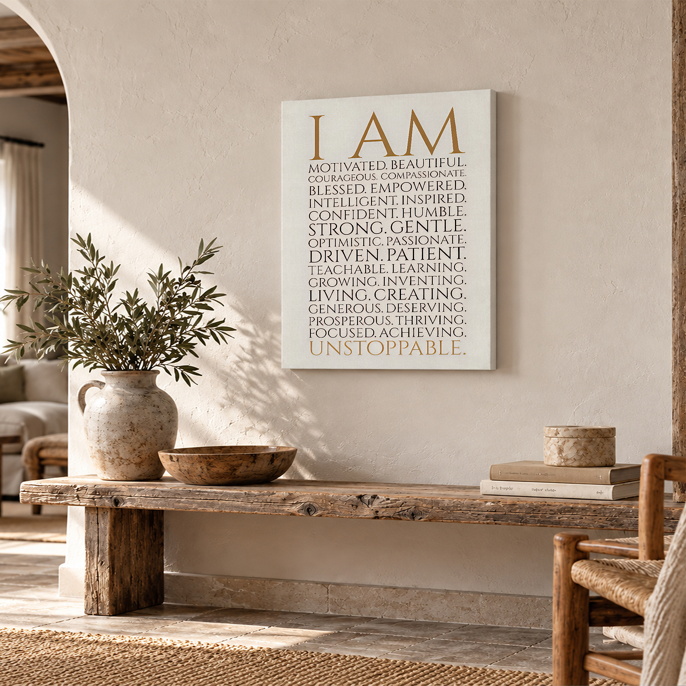 I AM Motivated Beautiful Framed Canvas Wall Art - Modern Positive Affirmation Art - Image 2