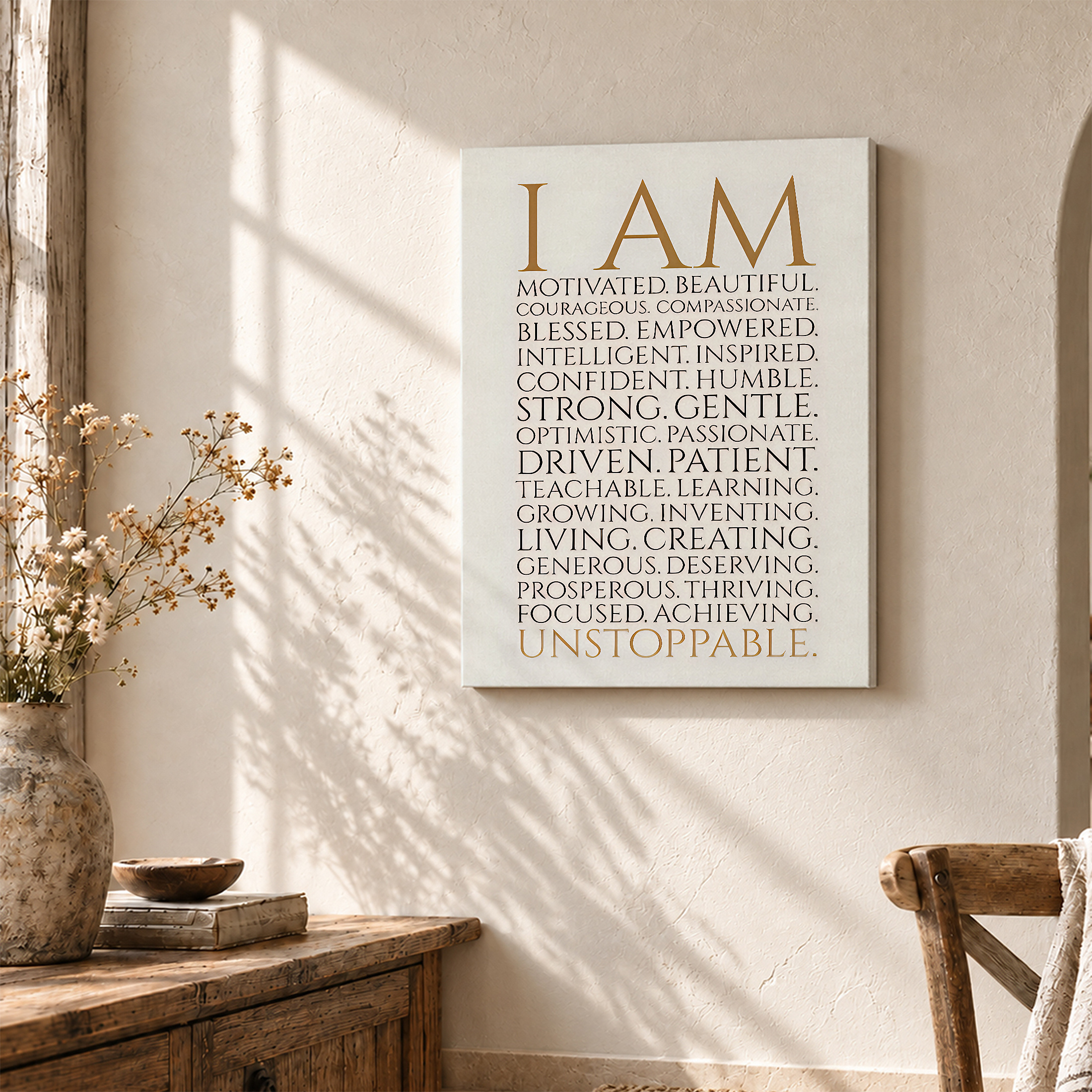 I AM Motivated Beautiful Framed Canvas Wall Art - Modern Positive Affirmation Art - Image 3