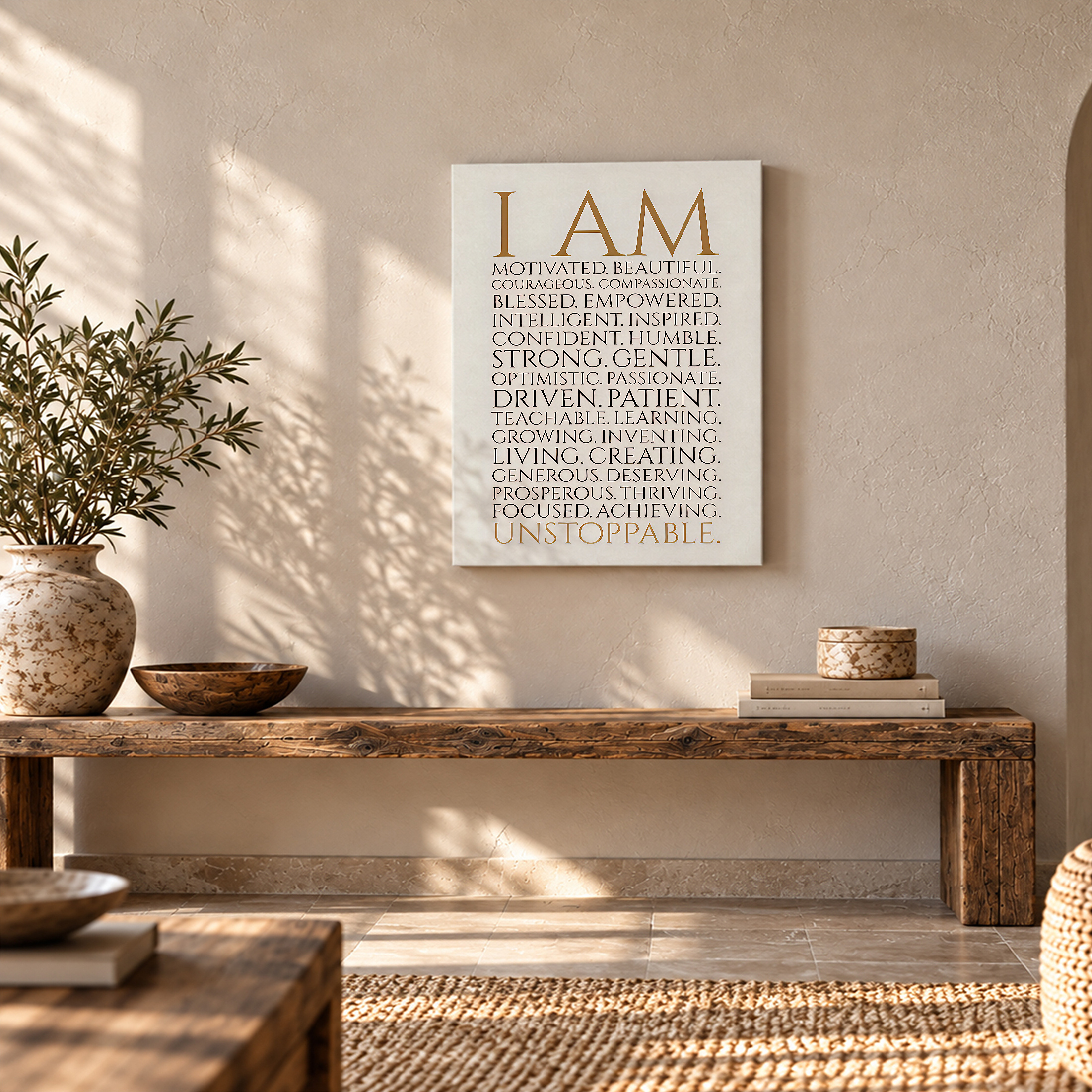 I AM Motivated Beautiful Framed Canvas Wall Art - Modern Positive Affirmation Art - Image 5