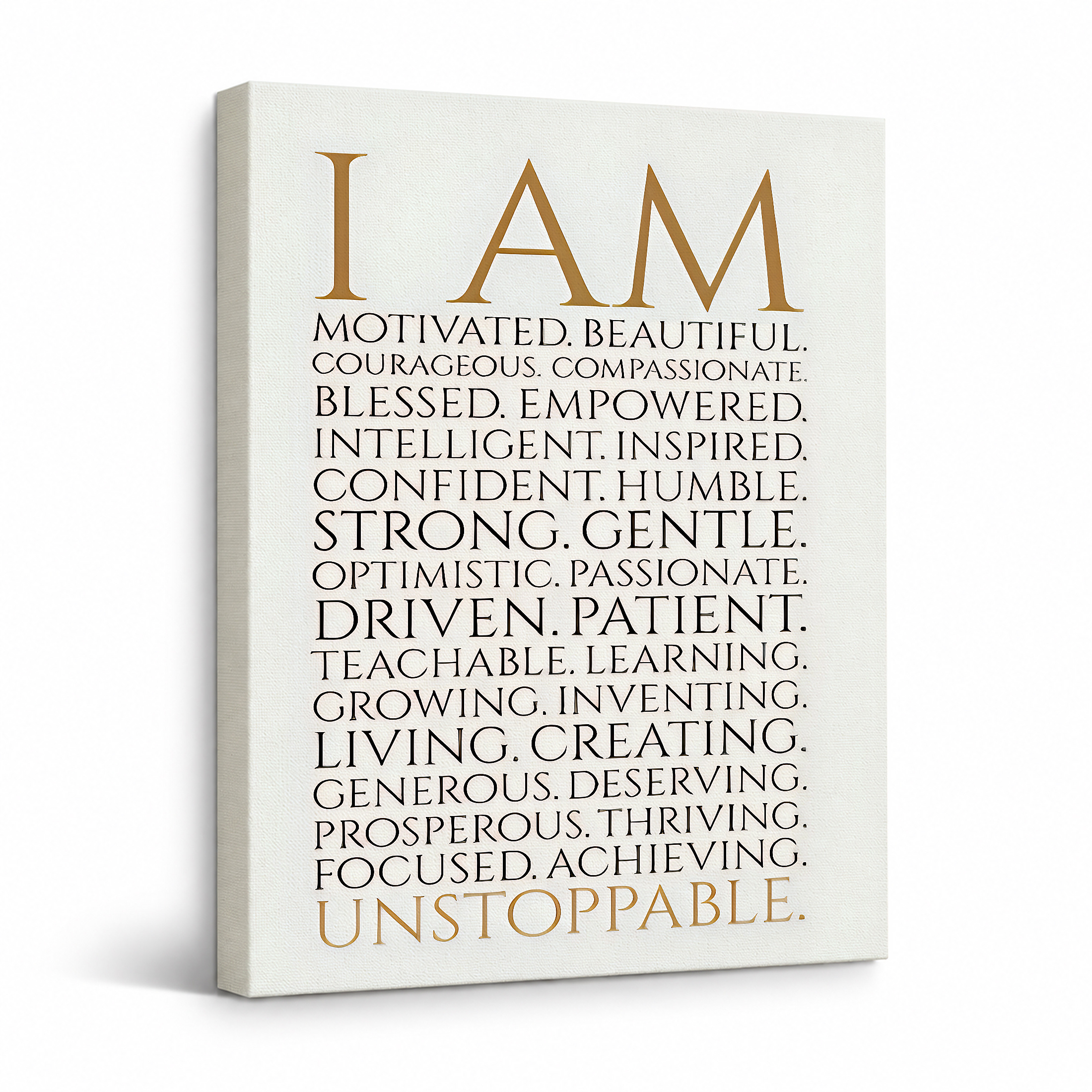 I AM Motivated Beautiful Framed Canvas Wall Art - Modern Positive Affirmation Art