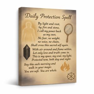 Mystical Daily Protection Spell Framed Canvas Wall Art - Boho Spirituality Decor