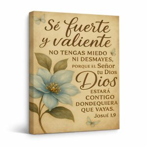 Spanish Bible Verse Floral Framed Canvas Wall Art - Serene Scripture Decor