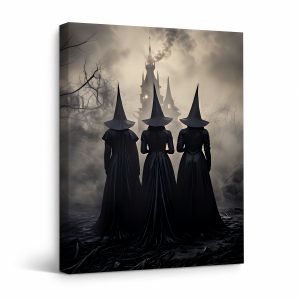 Dark Witch Castle Gothic Framed Canvas Wall Art Ready to Hang