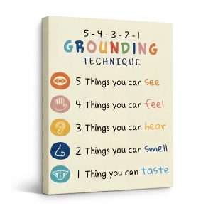 5-4-3-2-1 Grounding Technique Framed Canvas Wall Art - Mindful Home Decor