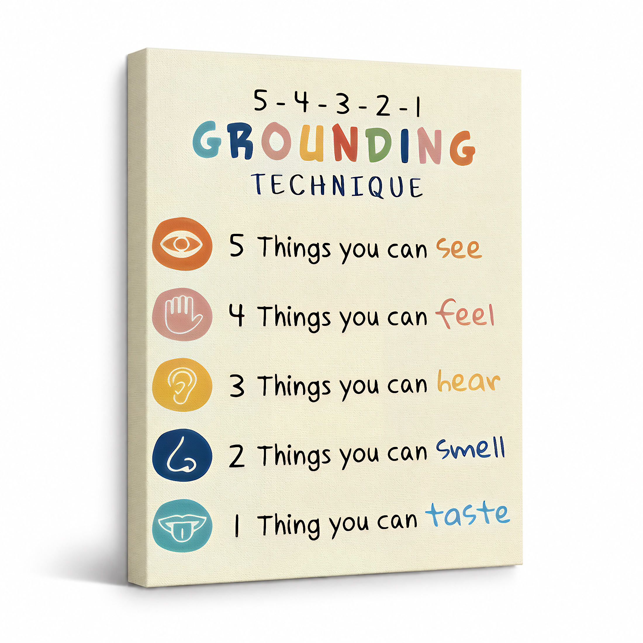 5-4-3-2-1 Grounding Technique Framed Canvas Wall Art - Mindful Home Decor