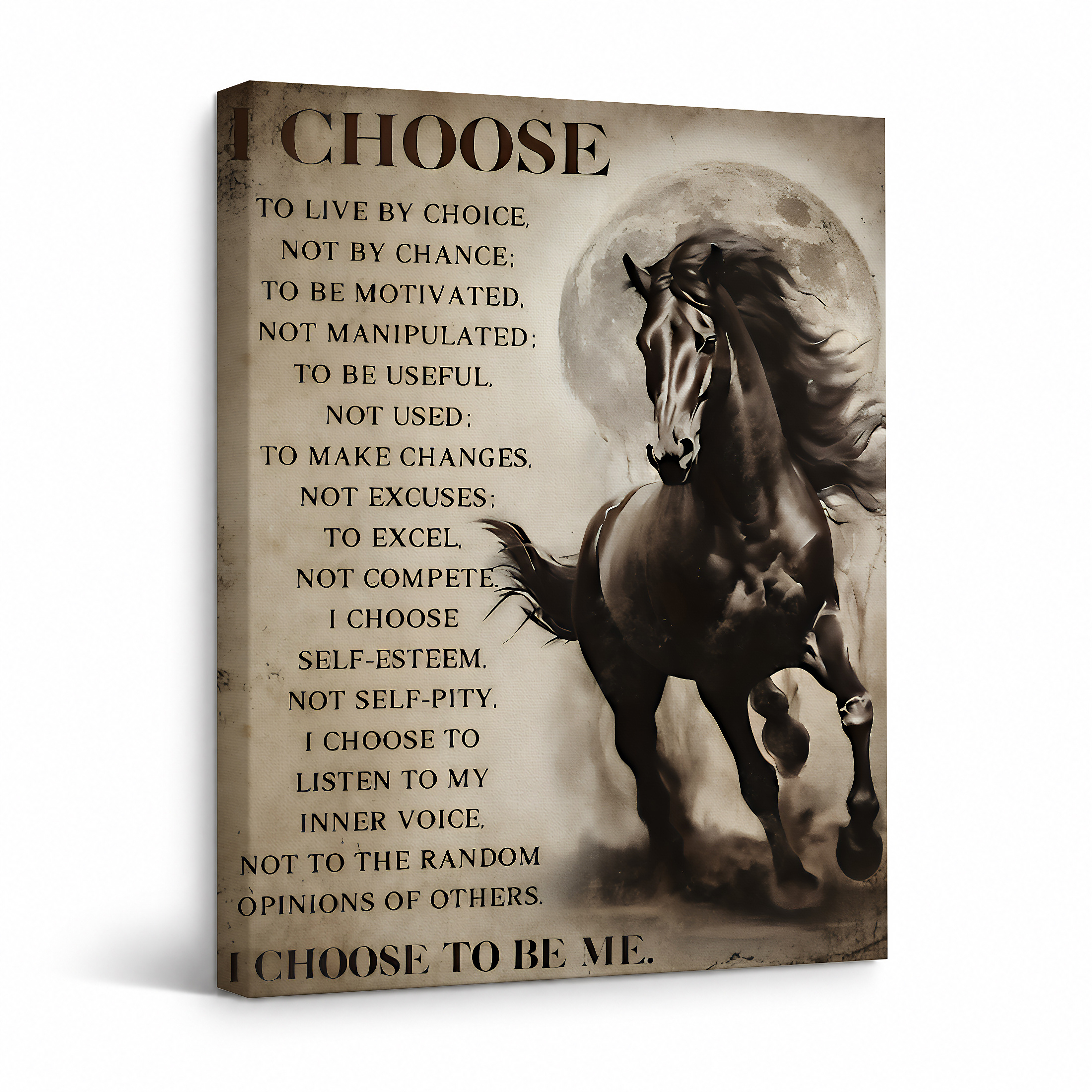 Gallop Horse Motivational Quote Framed Canvas Wall Art