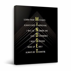 Mindset Motivational Black & Gold Framed Canvas Wall Art