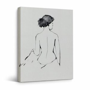 Minimalist Back View Sketch Framed Canvas Wall Art - Modern Home Decor
