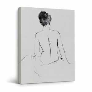 Minimalist Back View Line Art Framed Canvas Wall Art
