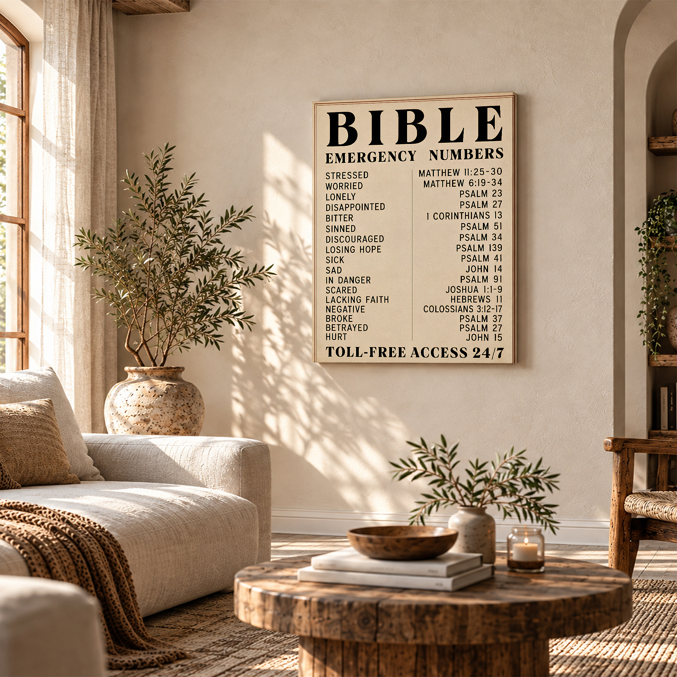 Bible Emergency Numbers Vintage Poster Framed Canvas Wall Art - Image 4