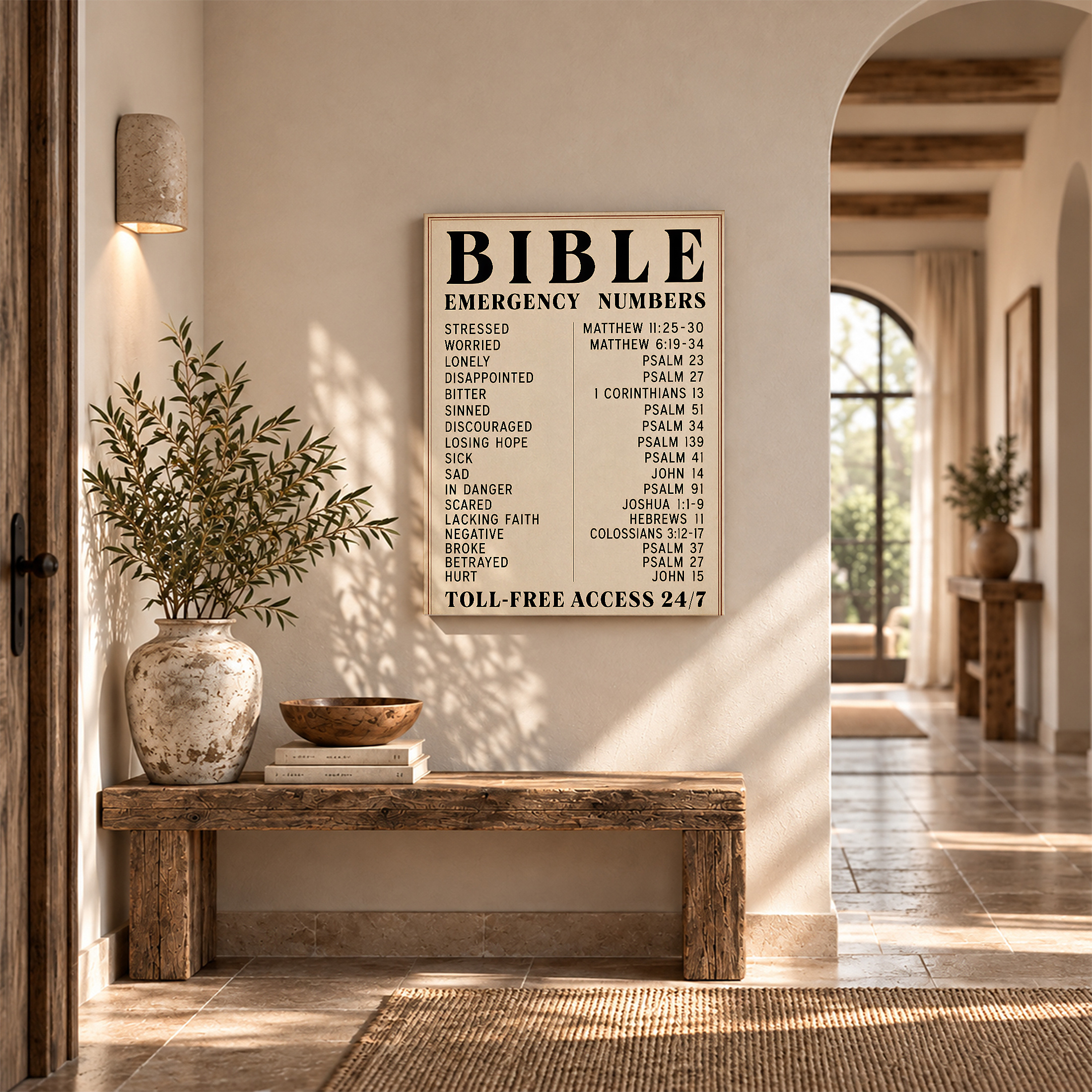 Bible Emergency Numbers Vintage Poster Framed Canvas Wall Art - Image 6