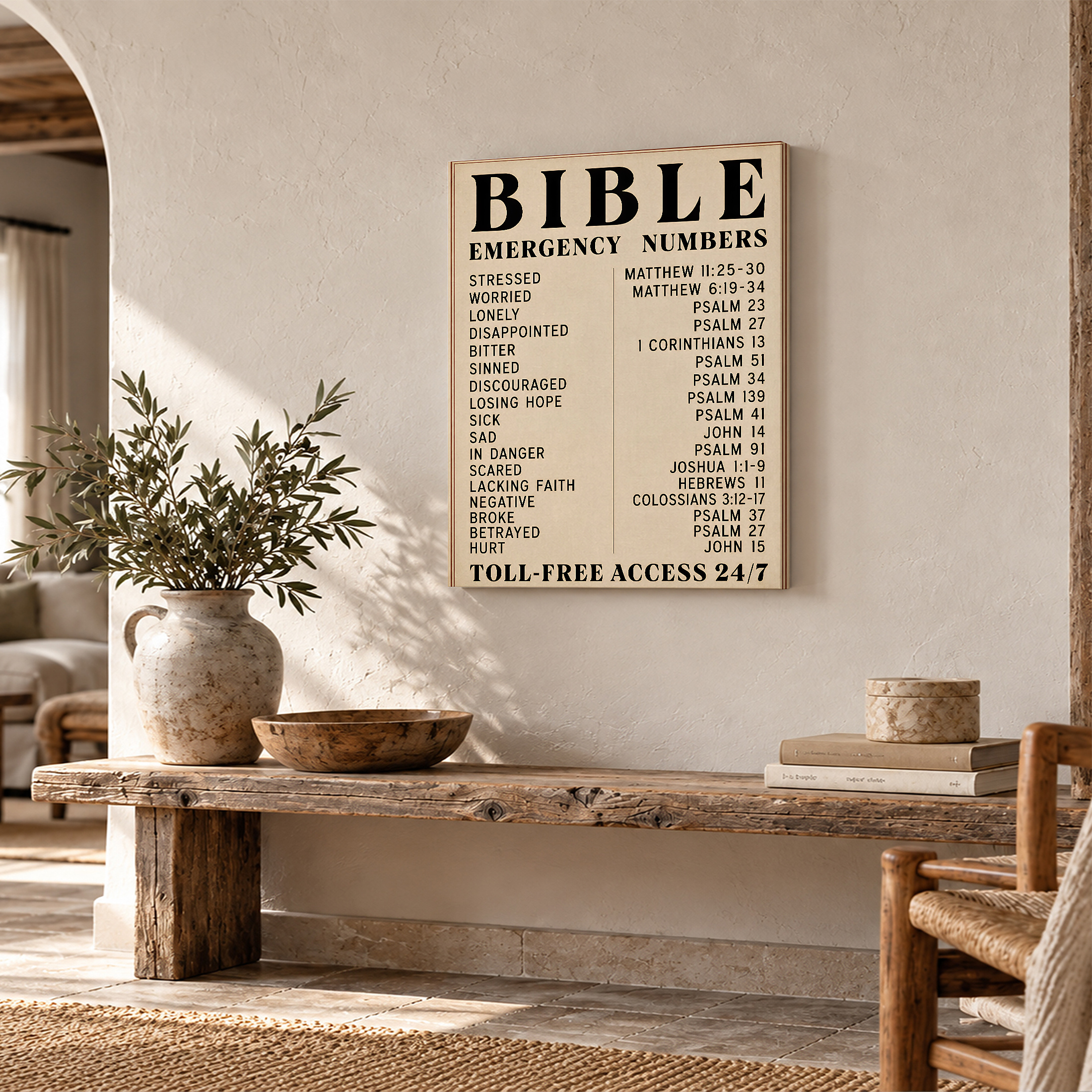 Bible Emergency Numbers Vintage Poster Framed Canvas Wall Art - Image 2