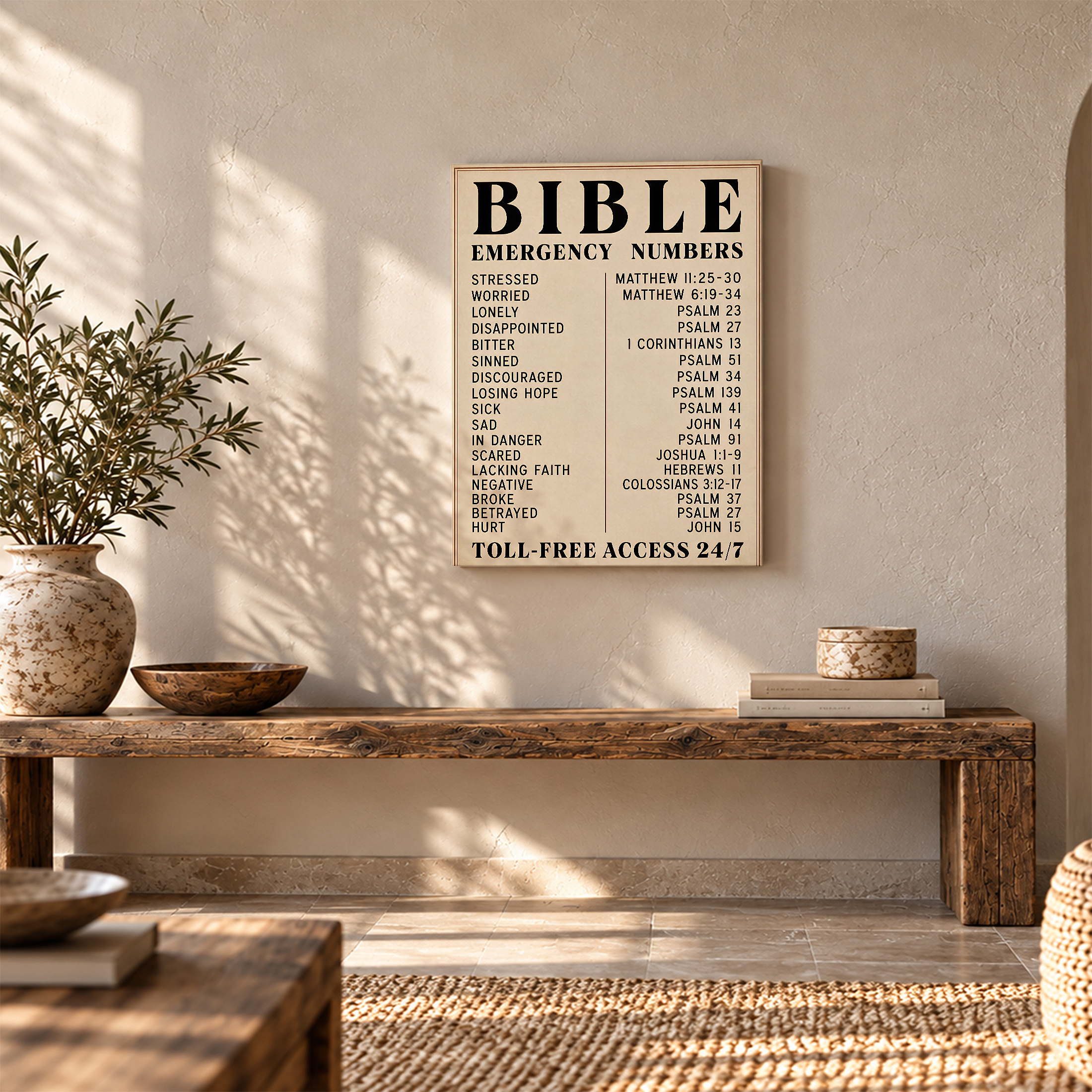 Bible Emergency Numbers Vintage Poster Framed Canvas Wall Art - Image 5