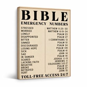 Bible Emergency Numbers Vintage Poster Framed Canvas Wall Art