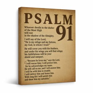 Bible Verse Psalm 91 Spiritual Scripture Framed Canvas Wall Art