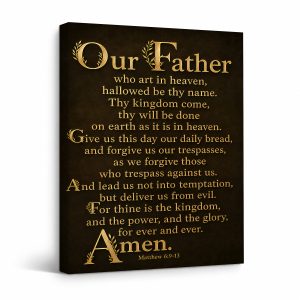 Our Father Lord's Prayer Christian Scripture Framed Canvas Wall Art