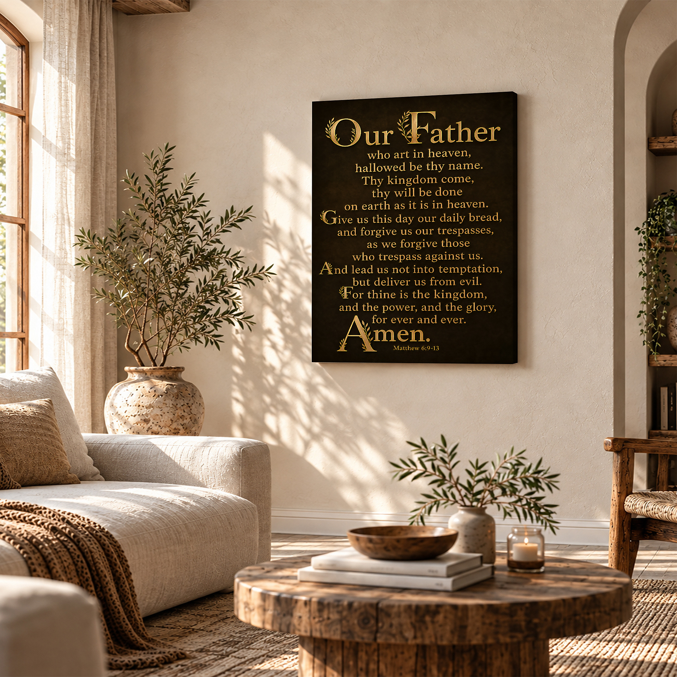 Our Father Lord's Prayer Christian Scripture Framed Canvas Wall Art - Image 4