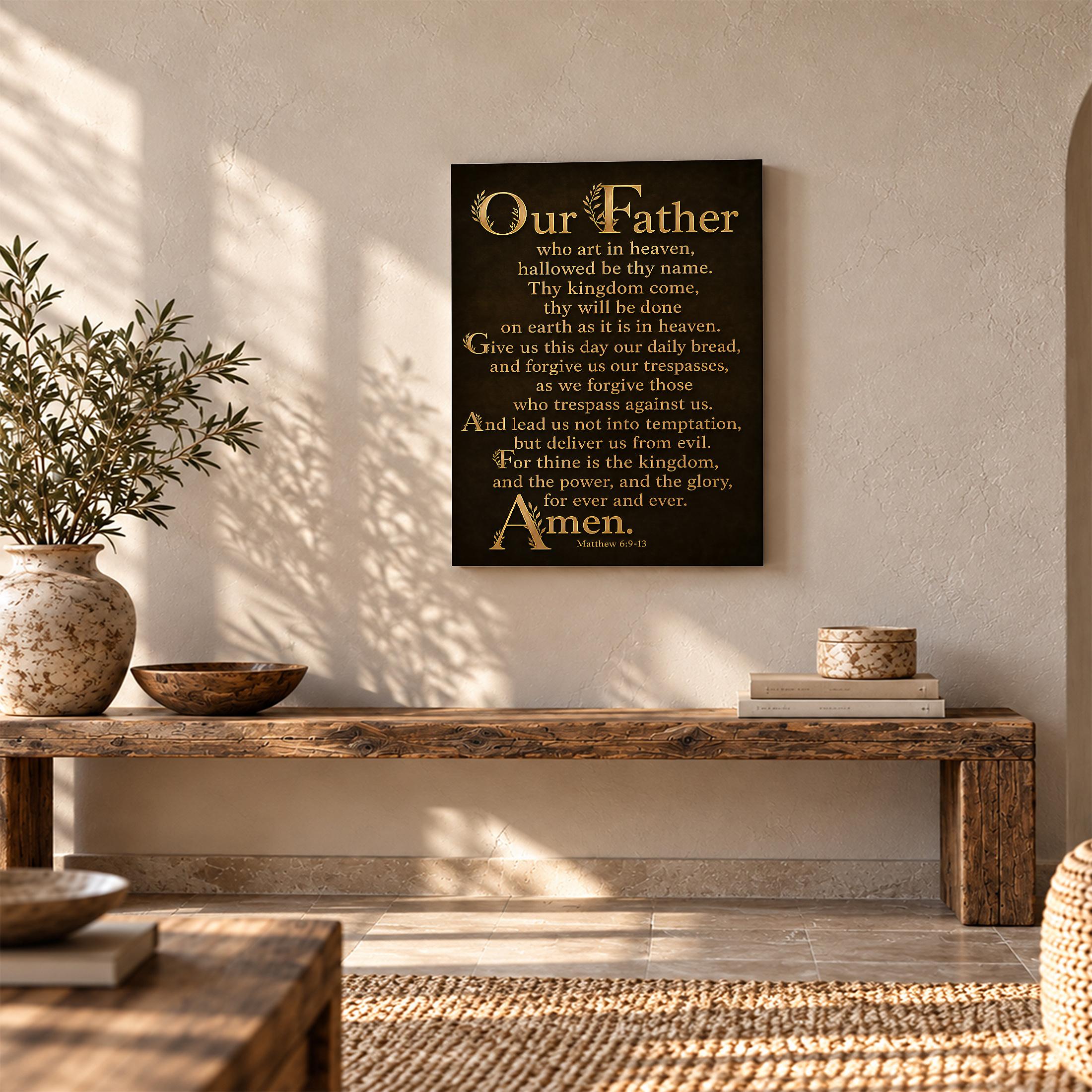 Our Father Lord's Prayer Christian Scripture Framed Canvas Wall Art - Image 5
