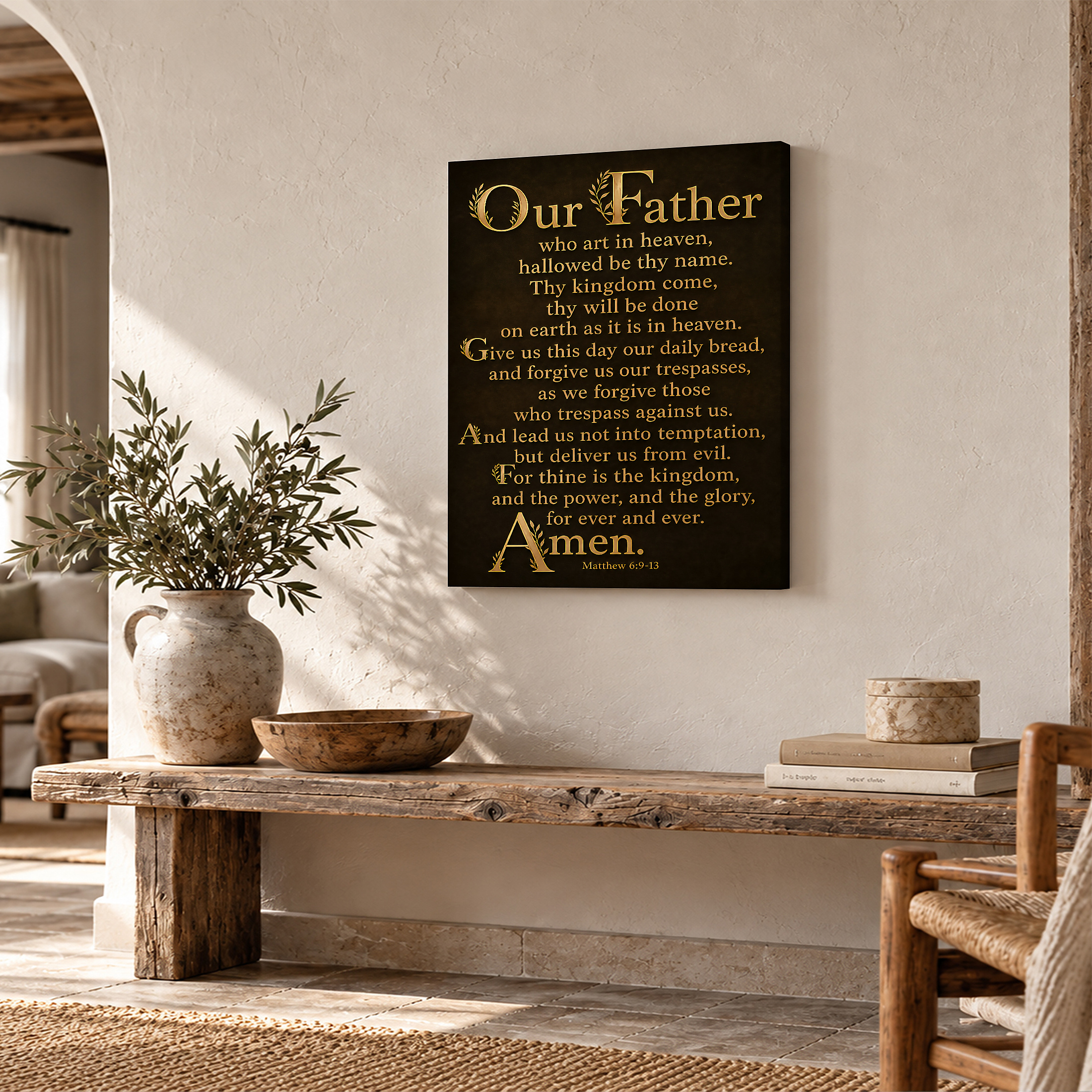 Our Father Lord's Prayer Christian Scripture Framed Canvas Wall Art - Image 2
