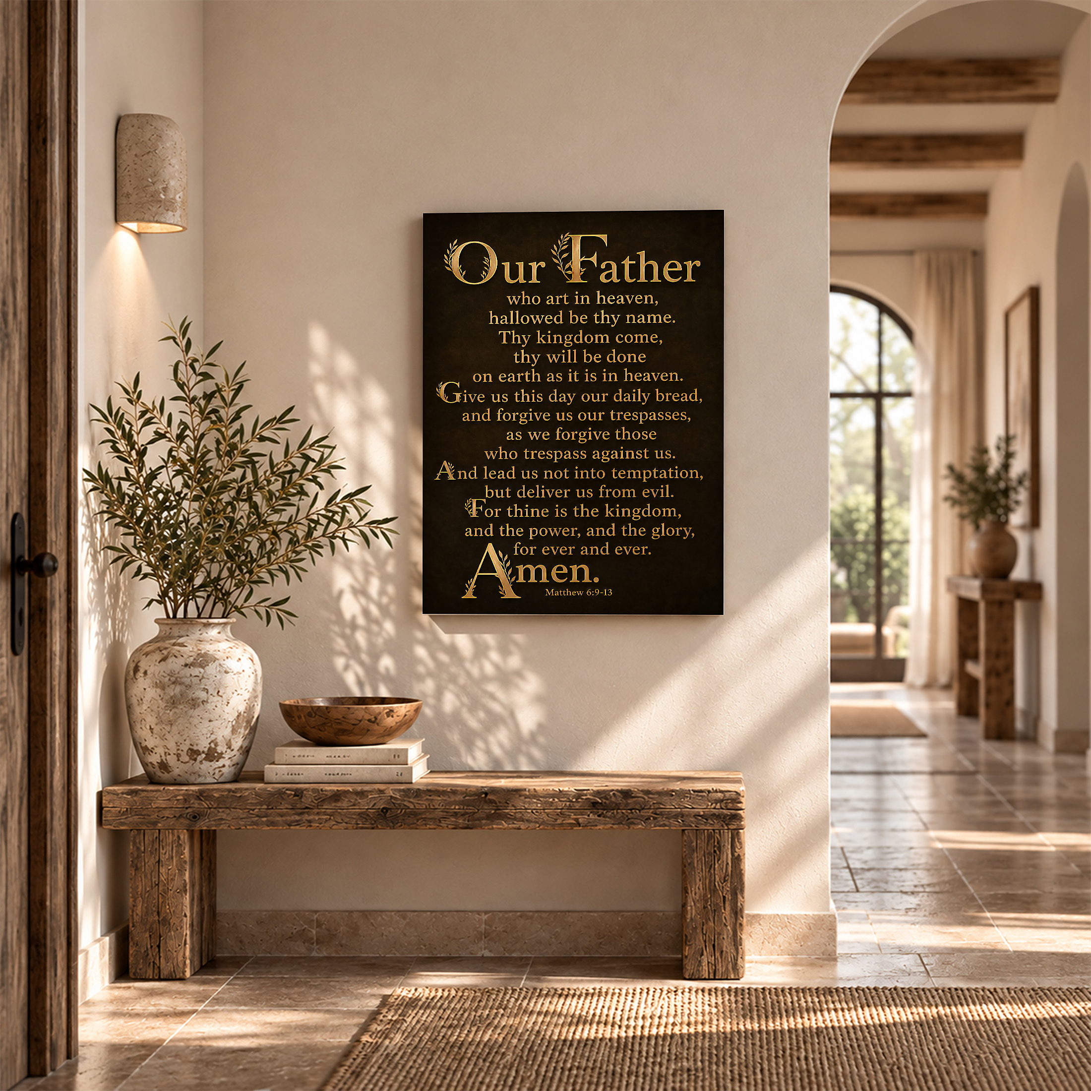 Our Father Lord's Prayer Christian Scripture Framed Canvas Wall Art - Image 6