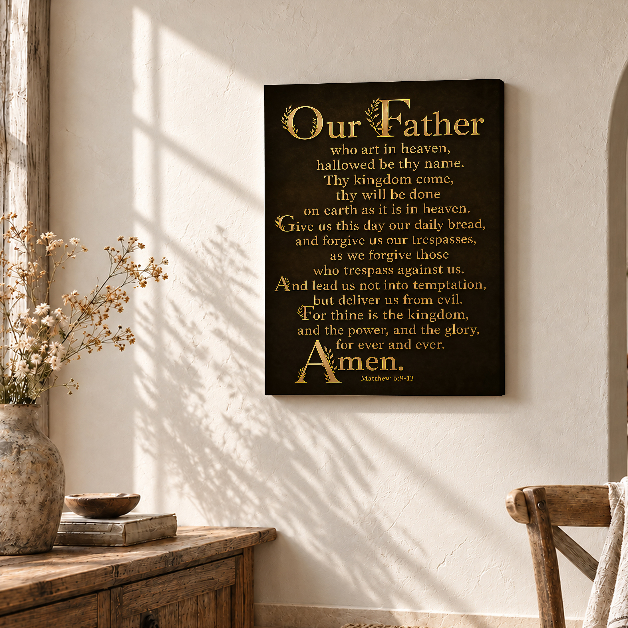 Our Father Lord's Prayer Christian Scripture Framed Canvas Wall Art - Image 3