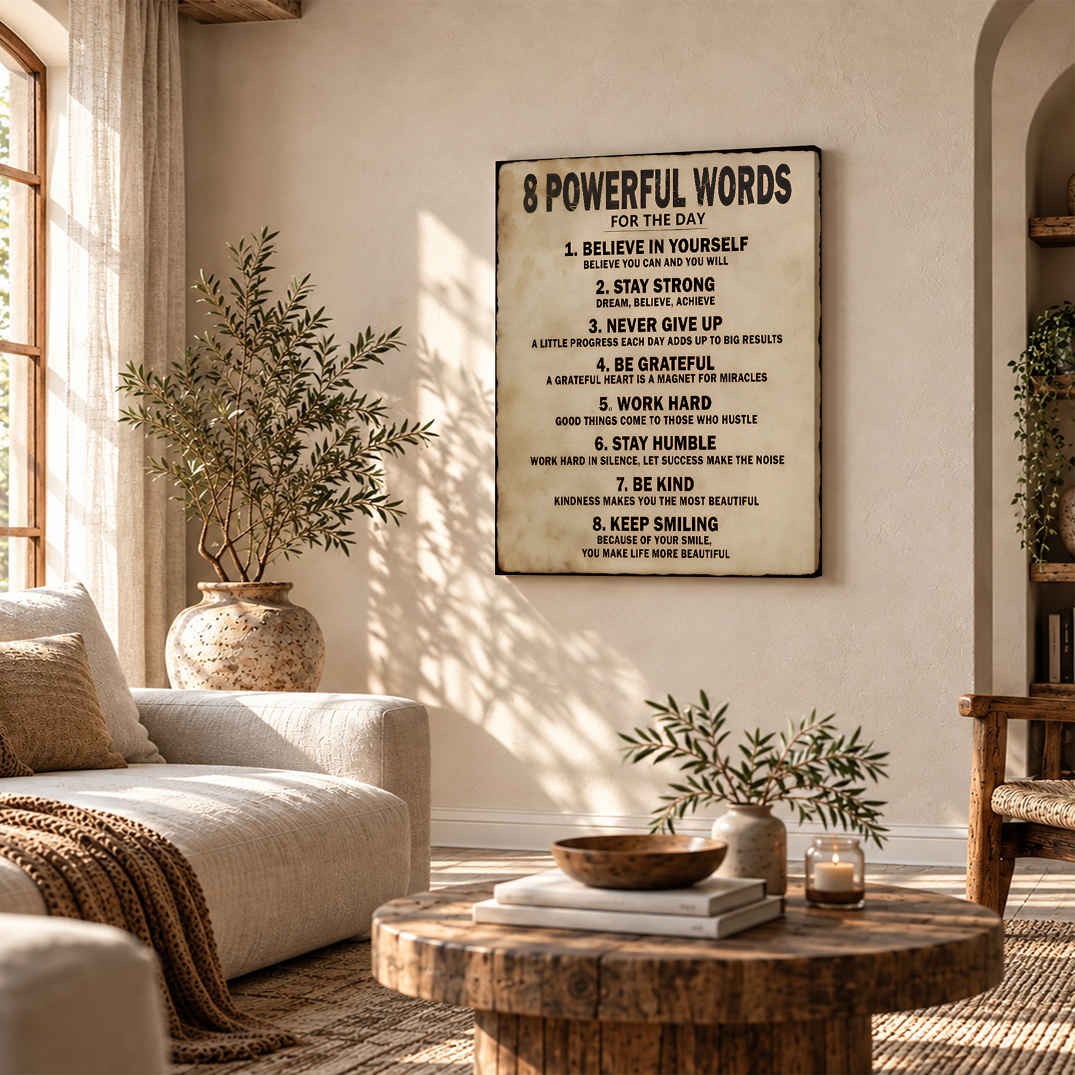 Motivational Vintage Words Framed Canvas Wall Art - Ready to Hang - Image 4