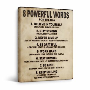 Motivational Vintage Words Framed Canvas Wall Art - Ready to Hang