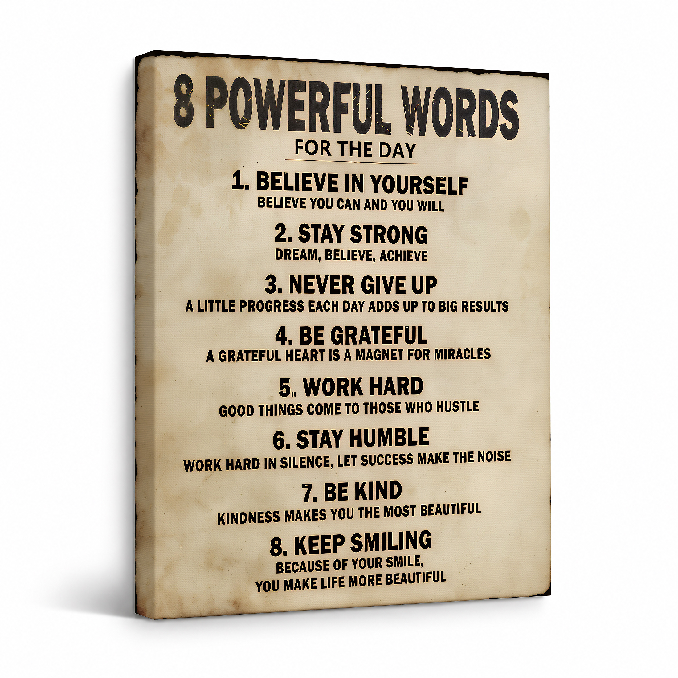 Motivational Vintage Words Framed Canvas Wall Art - Ready to Hang