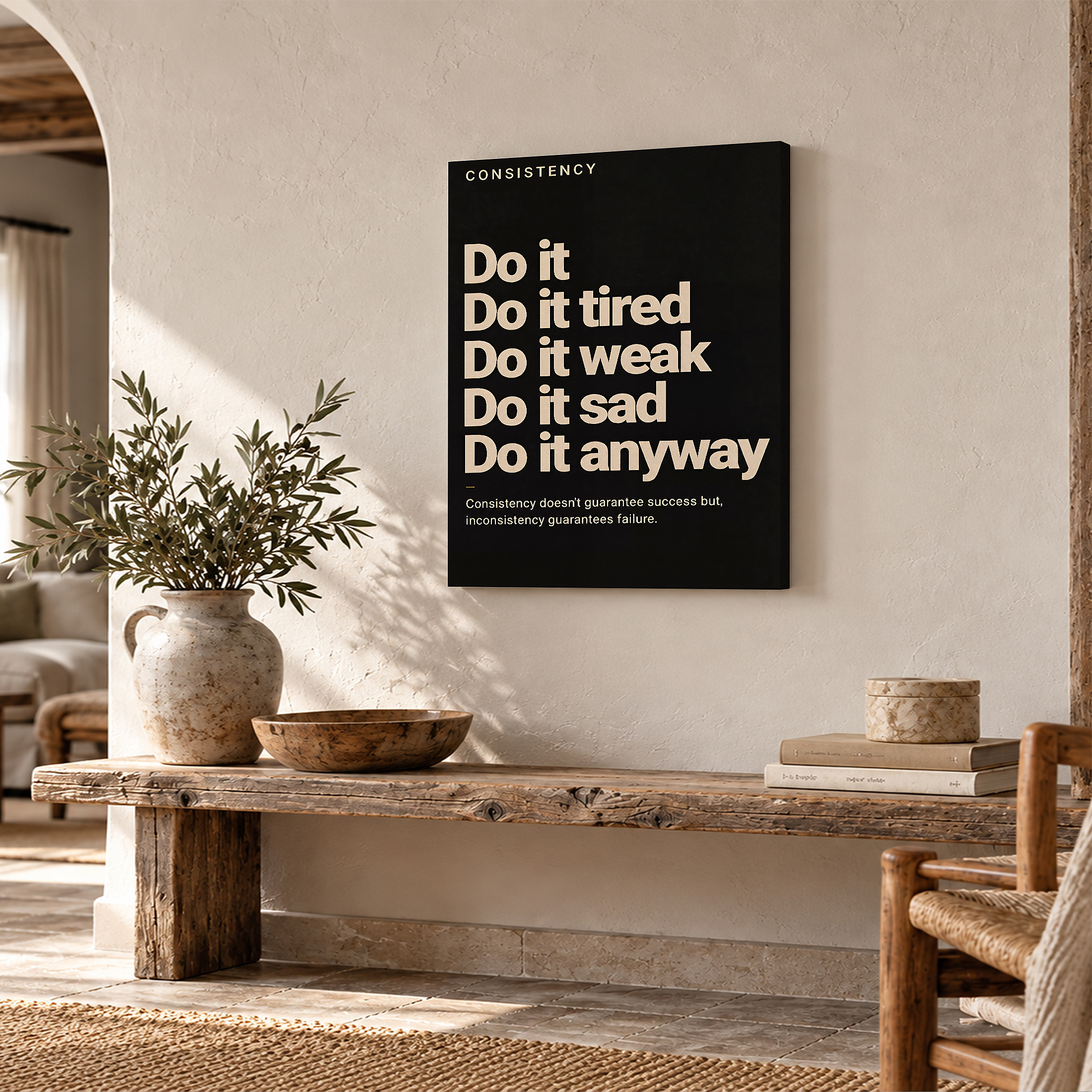 Consistency Motivational Wall Art Framed Canvas Art Print - Image 2