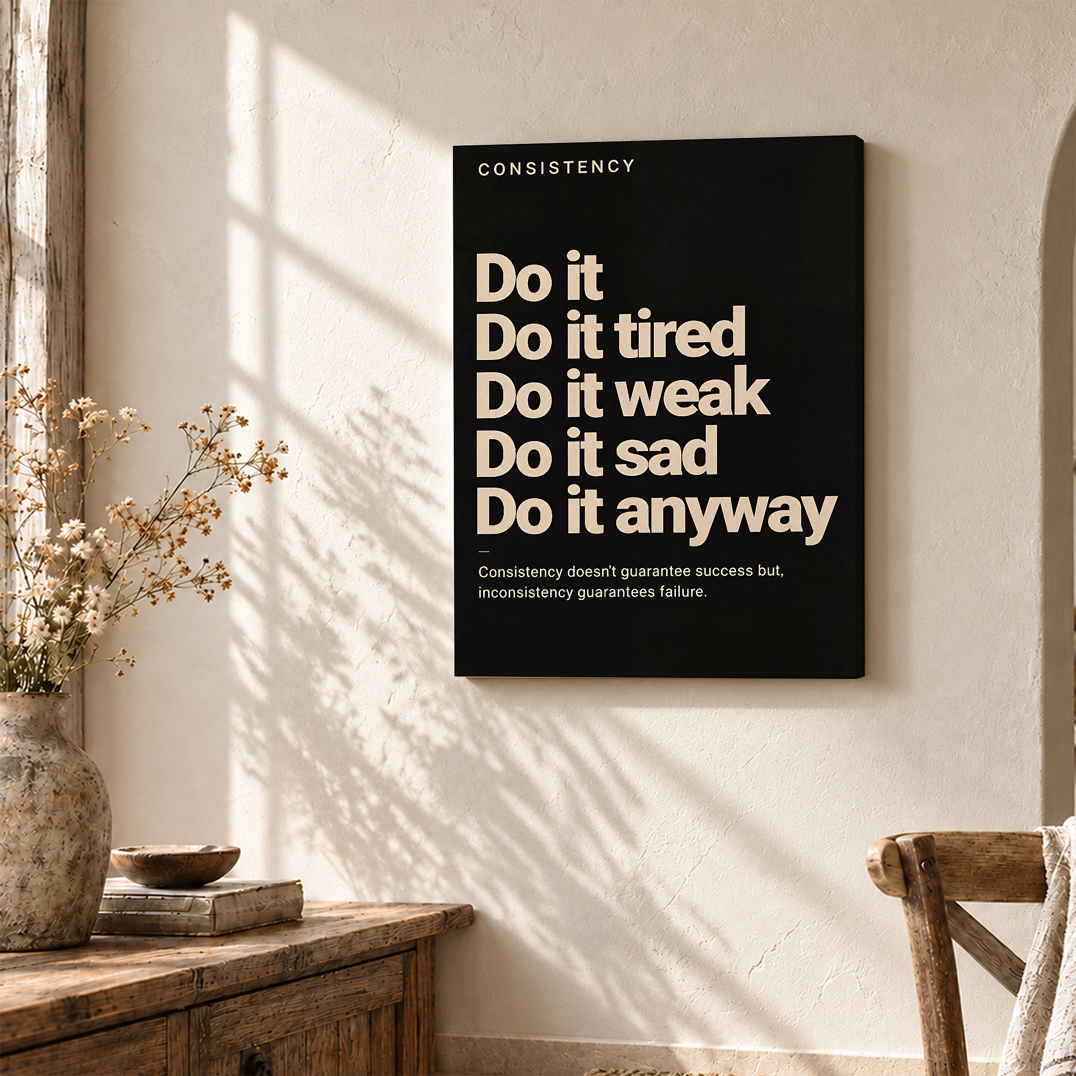 Consistency Motivational Wall Art Framed Canvas Art Print - Image 3