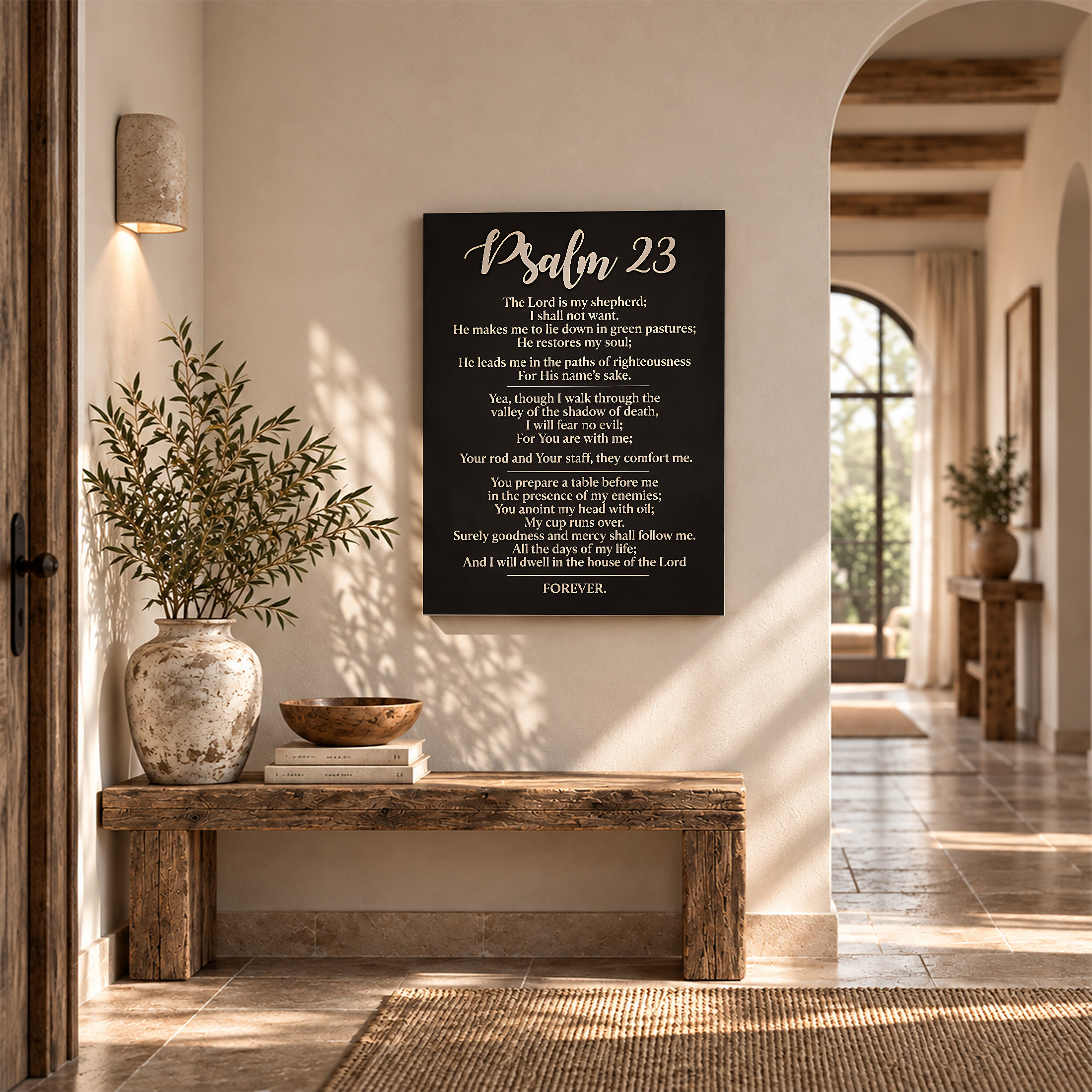 Psalm 23 Bible Verse Framed Canvas Wall Art - Spiritual Home Decor - Image 6