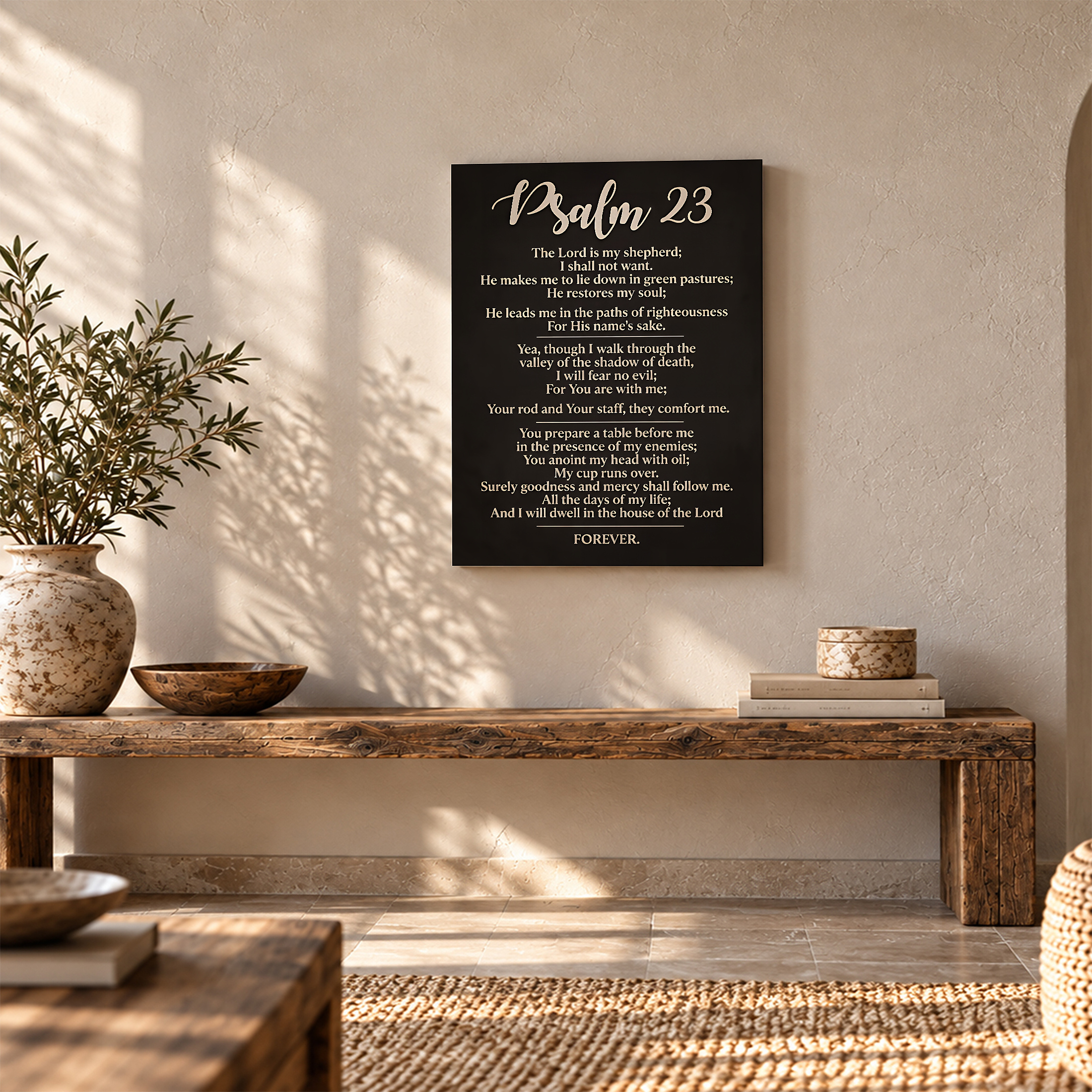 Psalm 23 Bible Verse Framed Canvas Wall Art - Spiritual Home Decor - Image 5
